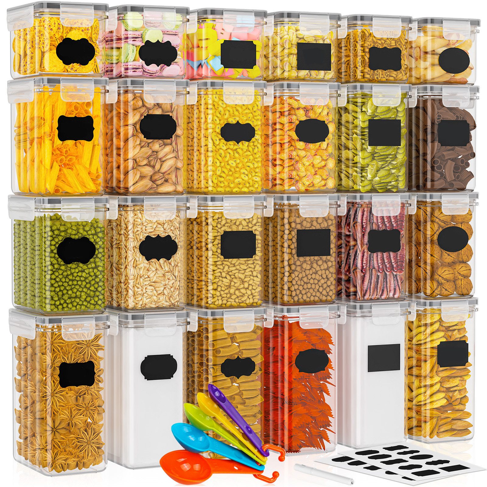 Vorratsglas 24-teiliges Lebensmittel-Vorratsdosen-Set transparente Vorratsdose