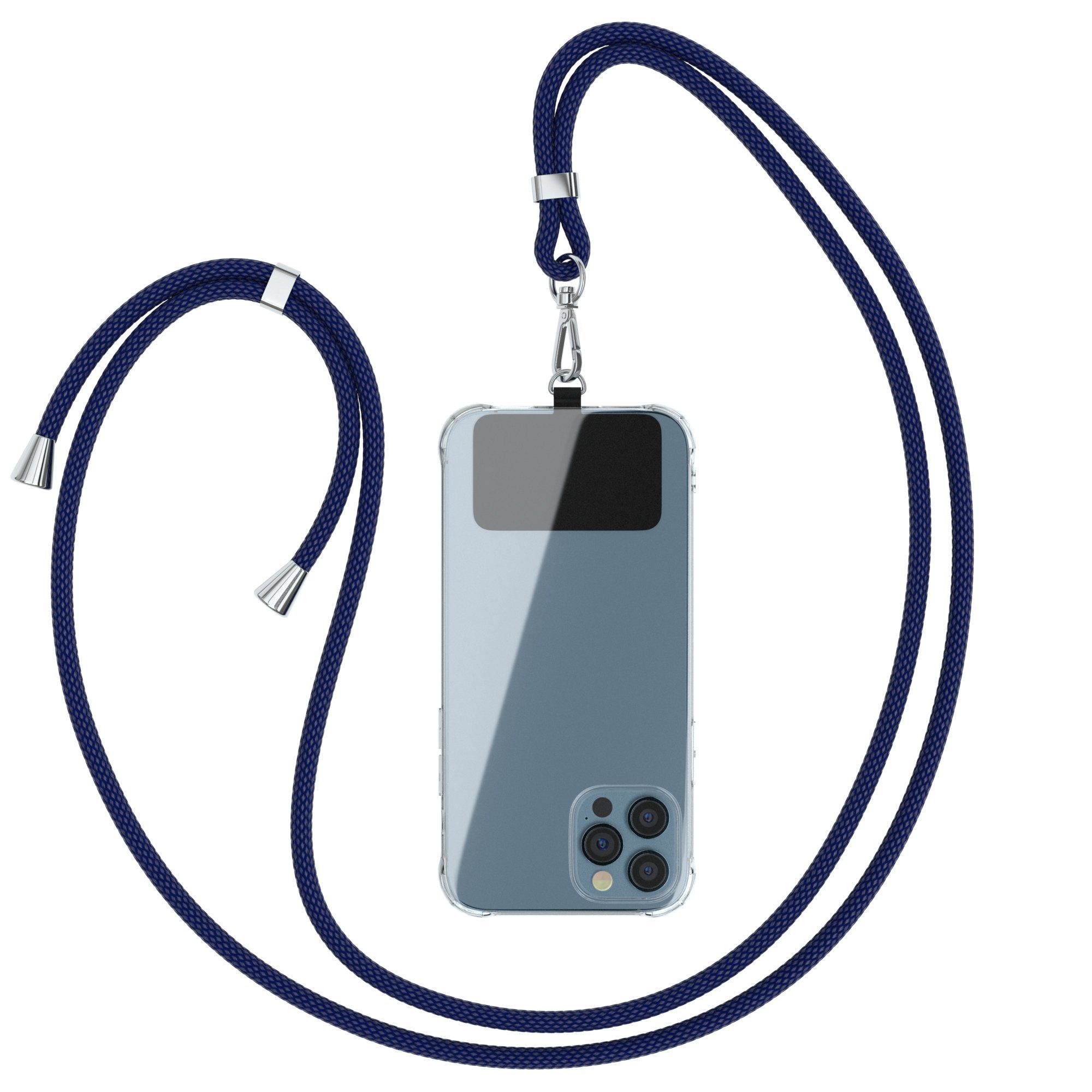 EAZY CASE Handykette Universal für jedes Smartphone zum Umhängen, Smartphonekette kombinierbare Handyhülle abnehmbares Band Navy Blau