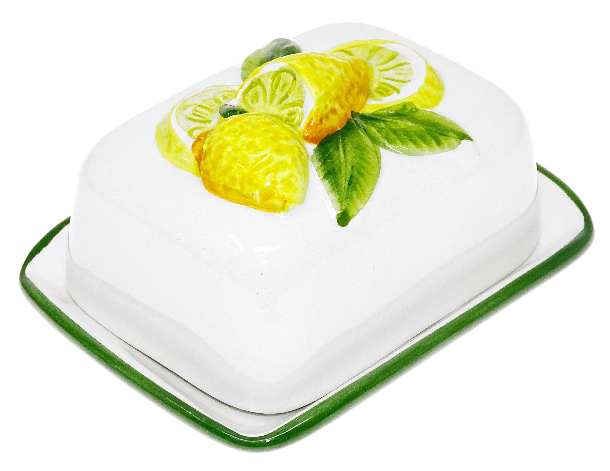 Lashuma Butterdose italienische, Keramik, (12 x 9 cm), Buttebox für 125 g Butter mit Deckel