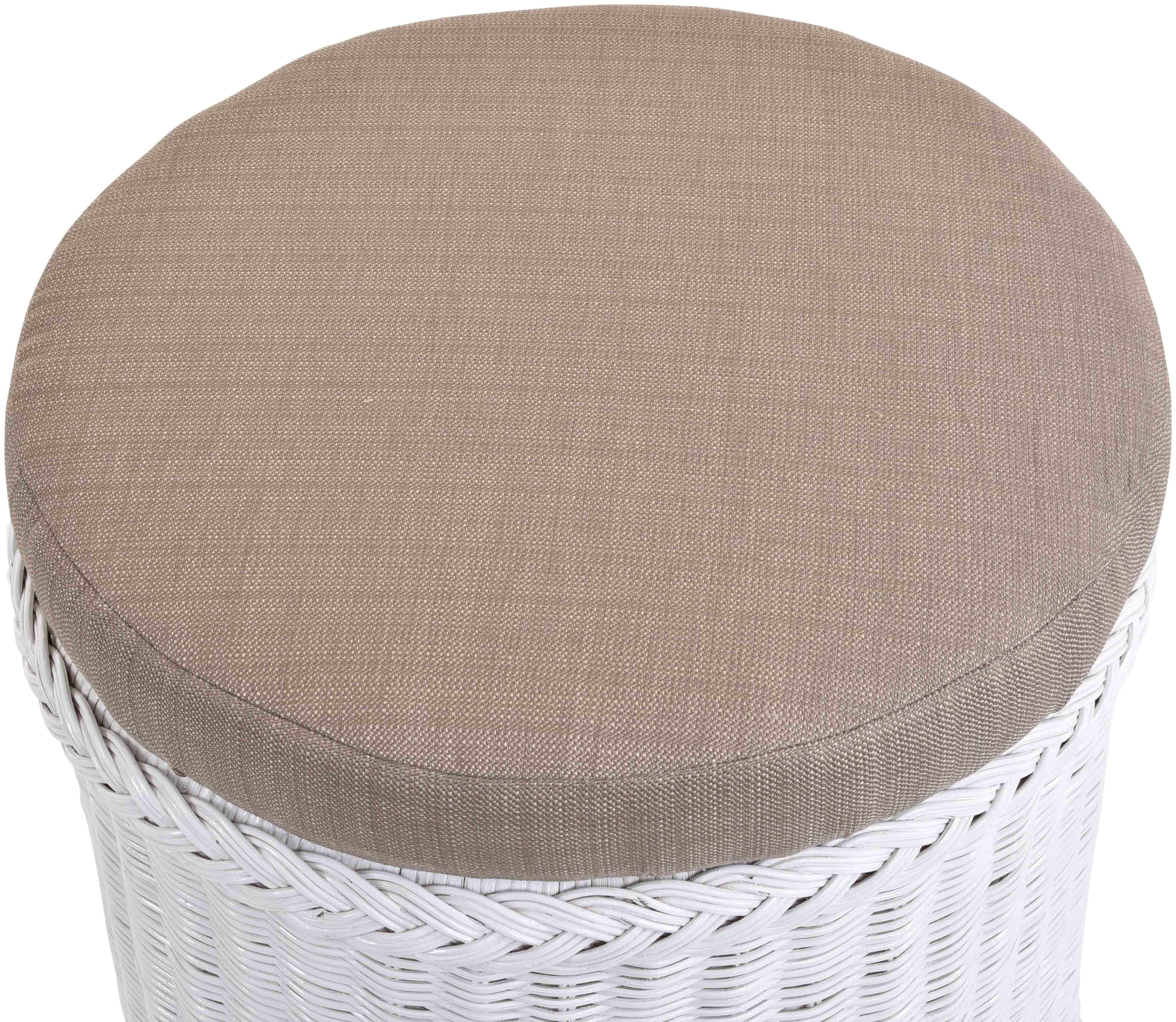 Krines Home Wäschekorb Rattan Sitzhocker mit Stauraum Rund Badhocker Sitz gepolstert Deckel, mit gepolstertem Deckel, mit herausnehmbarem Inlett
