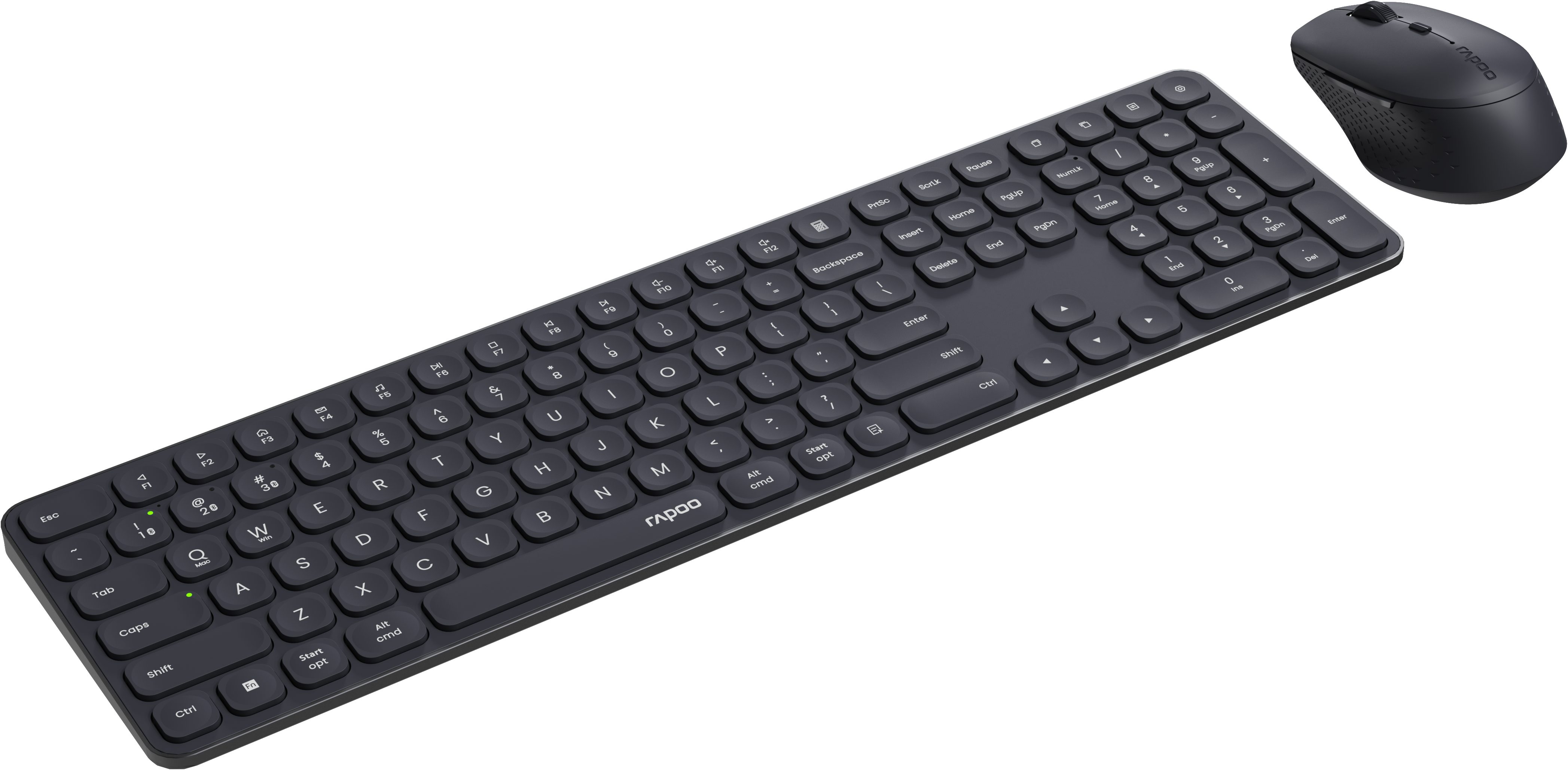 Rapoo 9810 M - DE Dunkelgraues Multi-Mode Wireless Set, Kabelloses Tastatur- und Maus-Set, Unterstützt nahtlosen Gerätewechsel & hohe Präzision