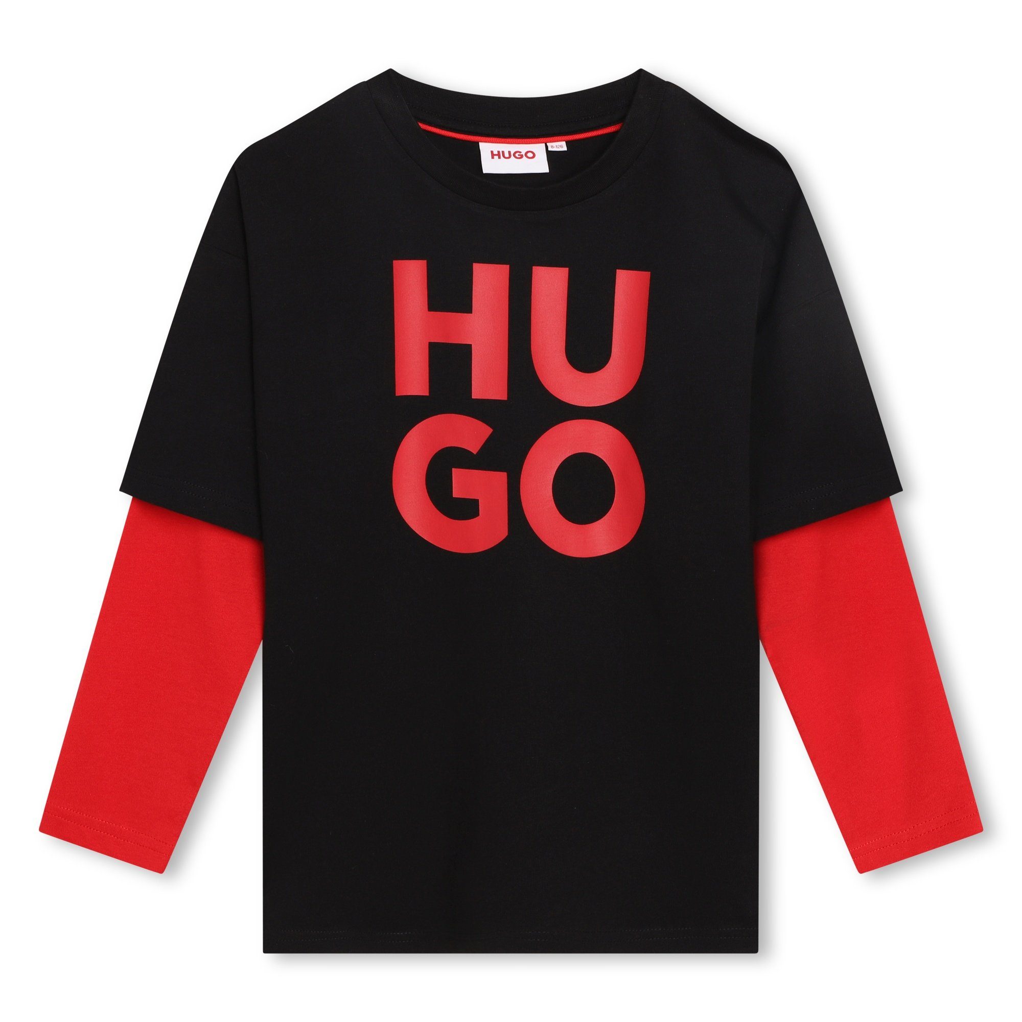 HUGO 2-in-1-Langarmshirt HUGO Kids 2-in-1-Shirt schwarz mit coolem Logo