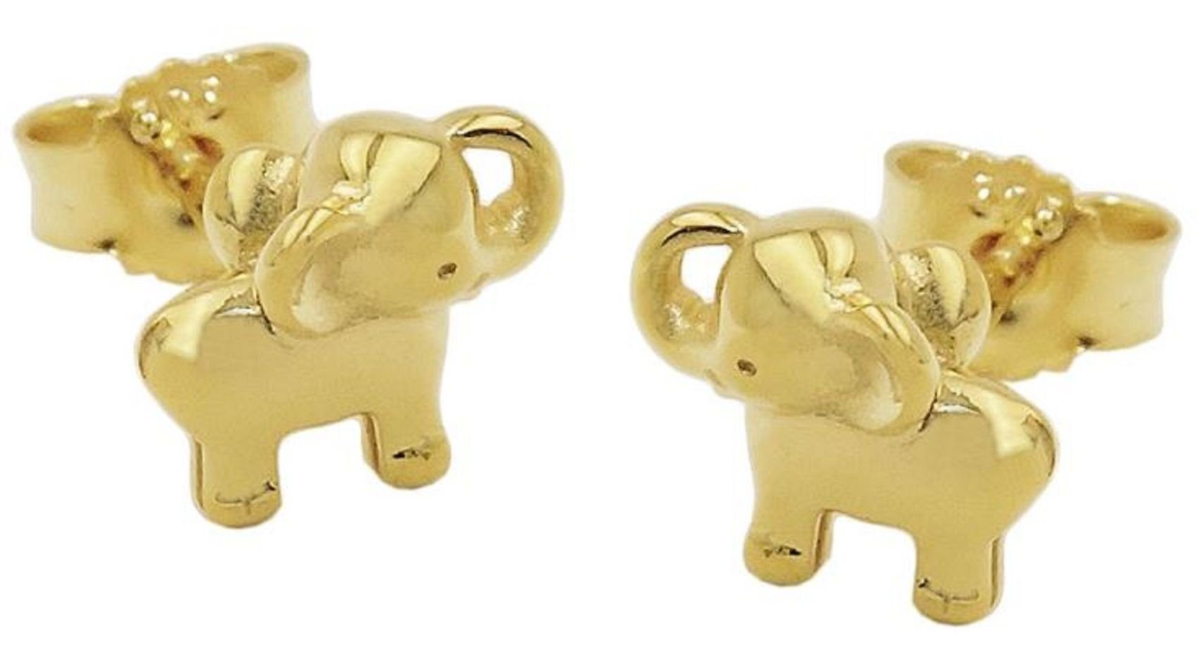 7 unbespielt x Ohrringe Kleiner Kinder Gold 375 Goldschmuck für Schmuckbox, Paar Elefant mm inkl. 6 glänzend Ohrstecker