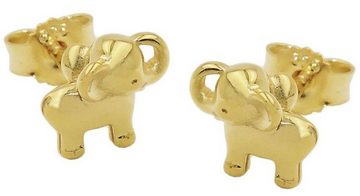 unbespielt Paar Ohrstecker Ohrringe Kleiner Elefant glänzend 375 Gold 6 x 7 mm inkl. Schmuckbox, Goldschmuck für Kinder