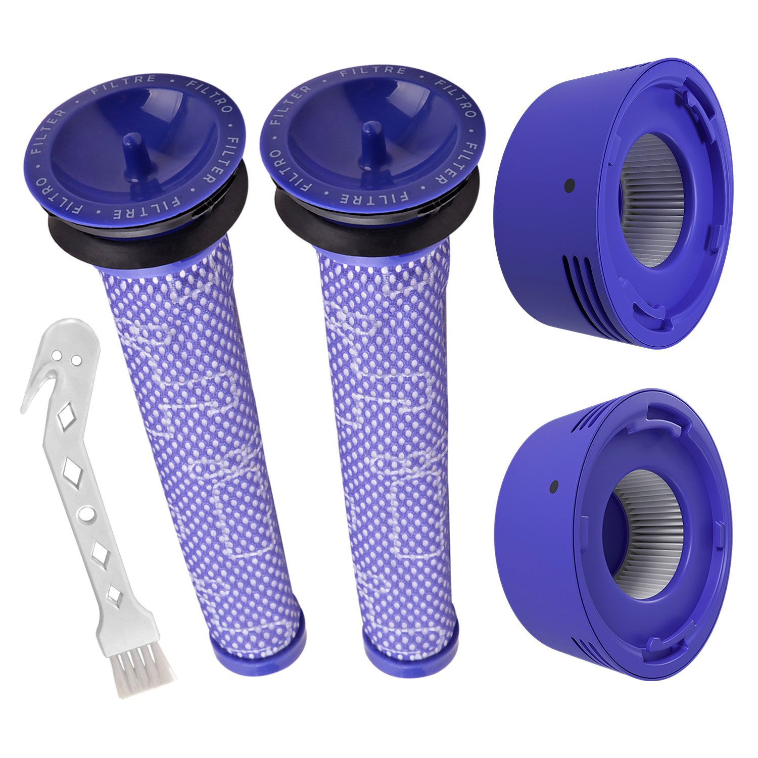 VIOKS Filter-Set Vormotorfilter + Abluftfilter Ersatz für Dysоn 965661-01 967478-01, Zubehör für Staubsauger, mit Bürste