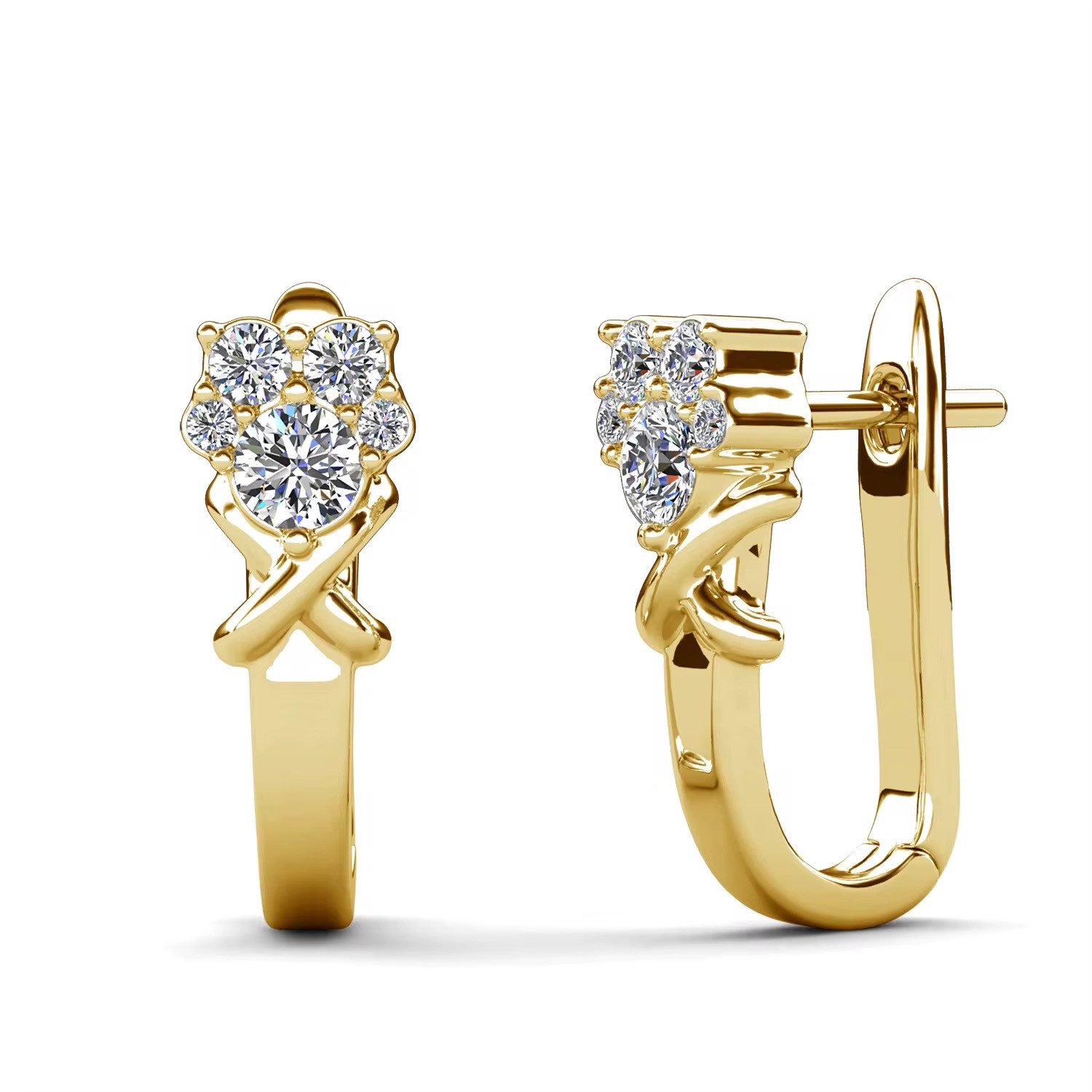 ROUGEMONT Creolen-Set Funkelnde Damen Creolen 18K Gold Hochglanz Finish -Hypoallergen, 18K Hochglanz Finish
