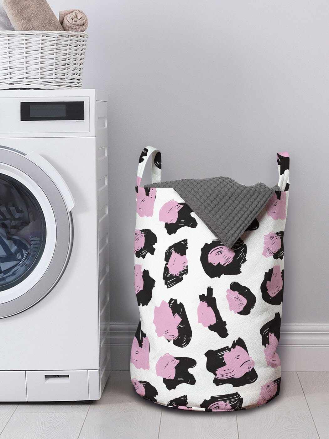 Wäschesäckchen für mit Griffen Motiv Waschsalons, Abakuhaus Modern Kordelzugverschluss Leopard Wäschekorb Abstrakt Spots