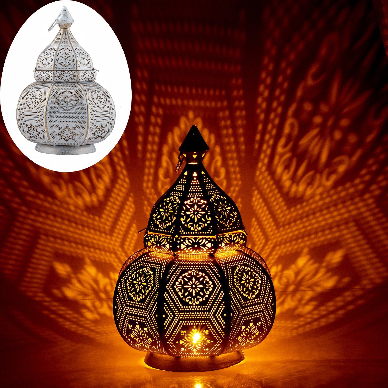 Marrakesch Orient & Mediterran Interior Windlicht Tischlampe Laterne Mahana, Leuchte, Windlicht, Deko (1 St), Handarbeit