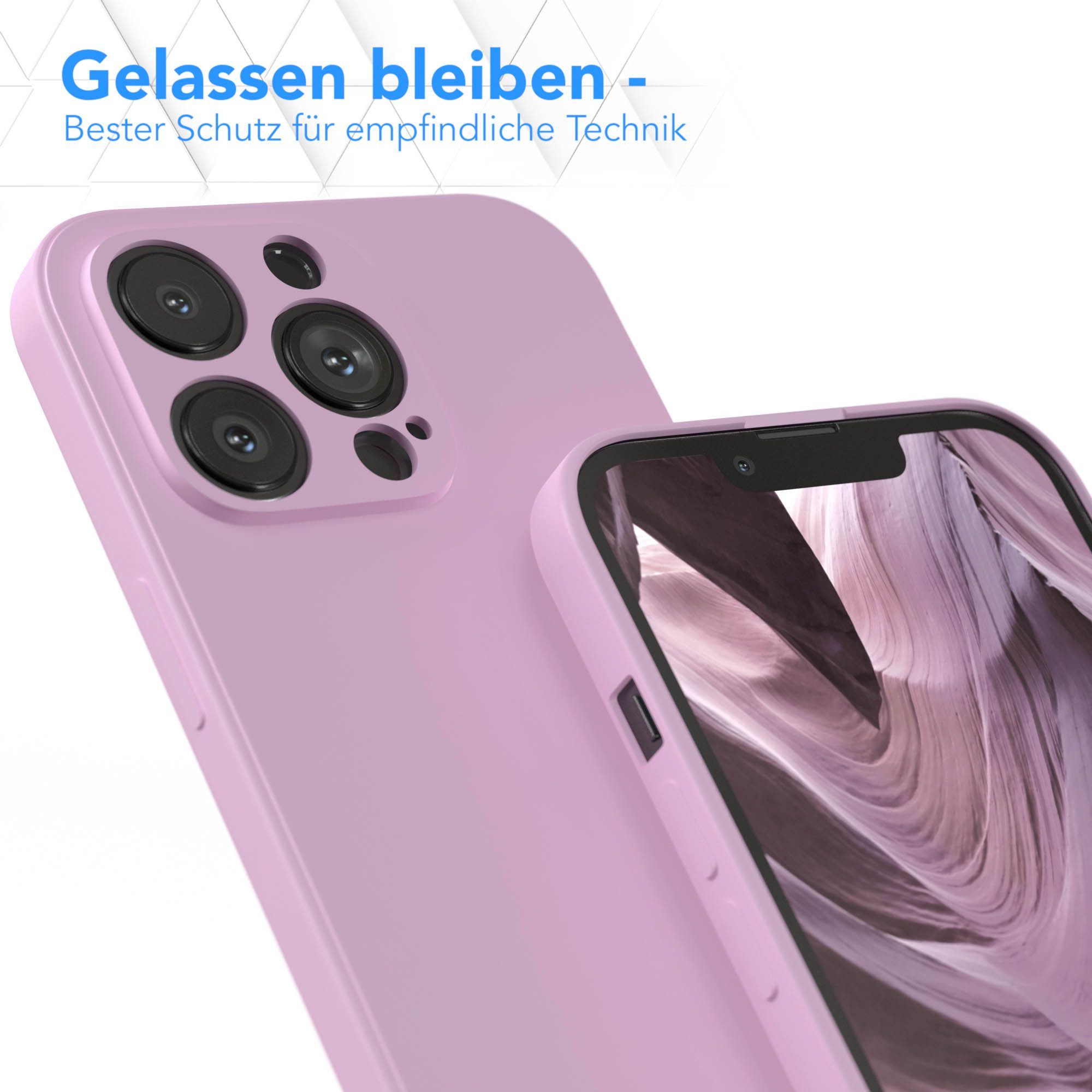 EAZY CASE Handyhülle für Apple iPhone 13 Pro Hülle Silikon 6,1 Zoll, Hülle mit Kameraschutz handycover Soft Smart Slimcover Lila / Flieder – Bild 4 von 5