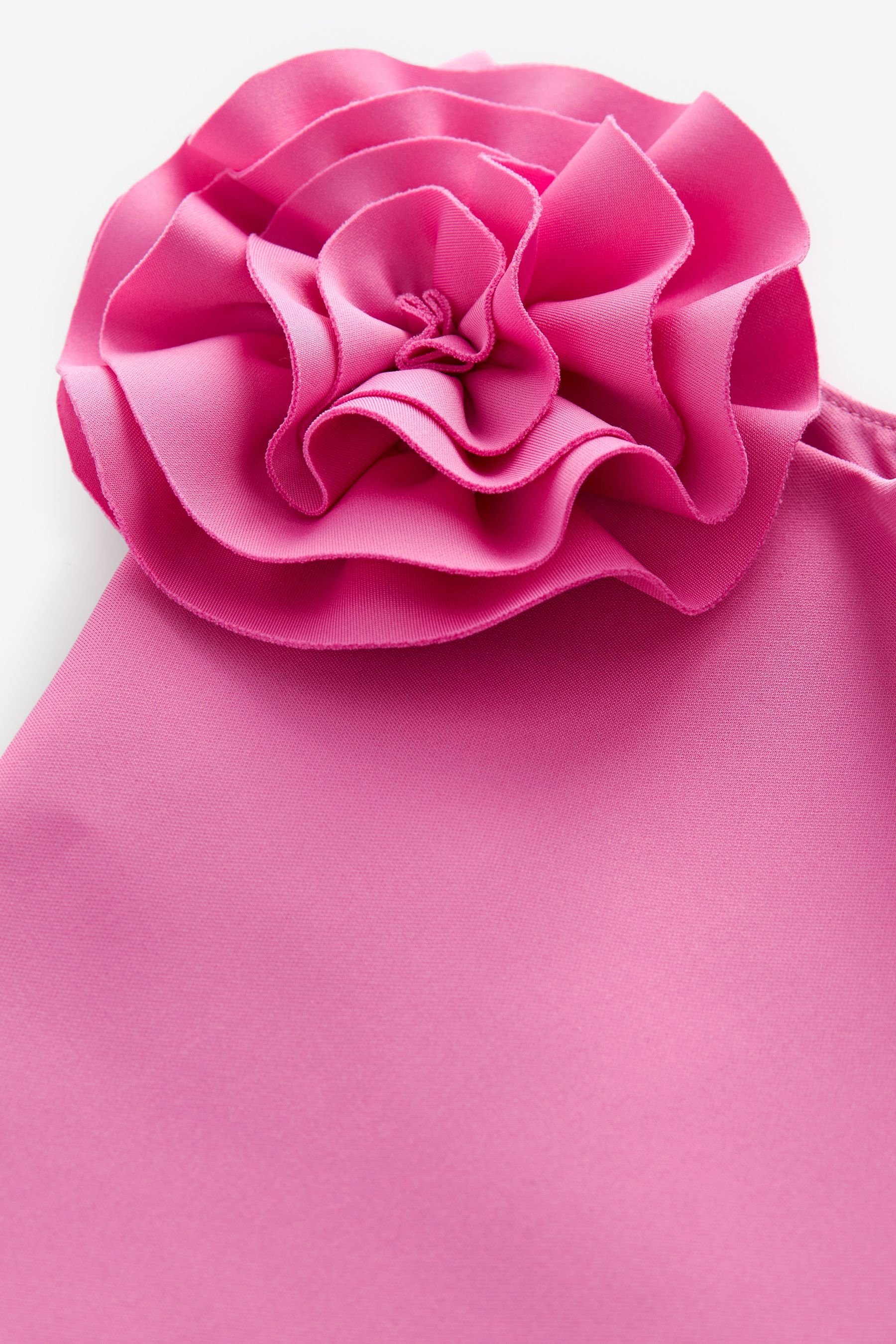 Partykleid für 3D besondere (1-tlg) Flower Next Corsage Asymmetrisches Anlässe Pink Neoprenkleid
