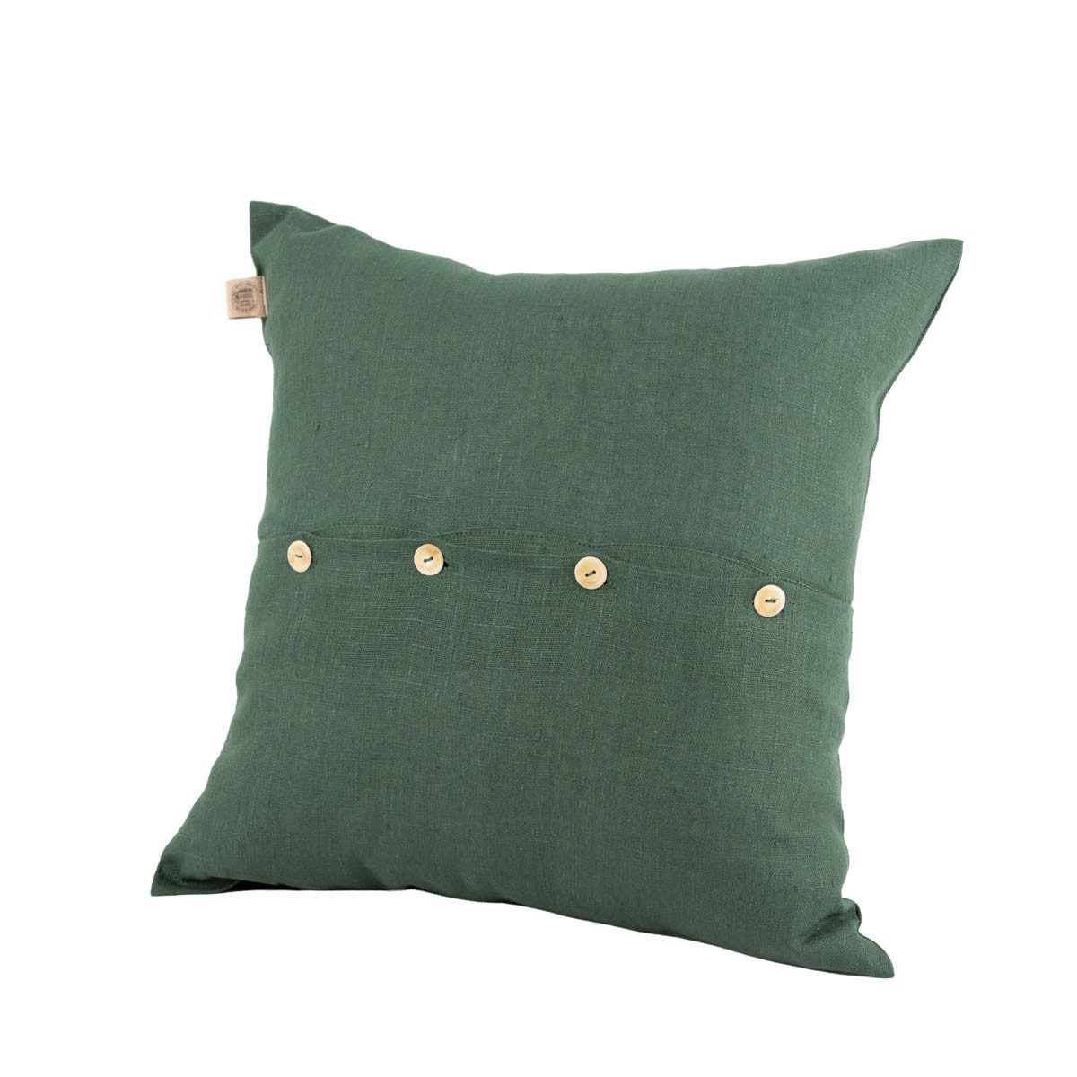 Dekokissen Kissenhülle Erik 100% Leinen 50x50cm grün mit Knopfleiste, allergikergeeignet,atmungsaktiv,pflegeleicht