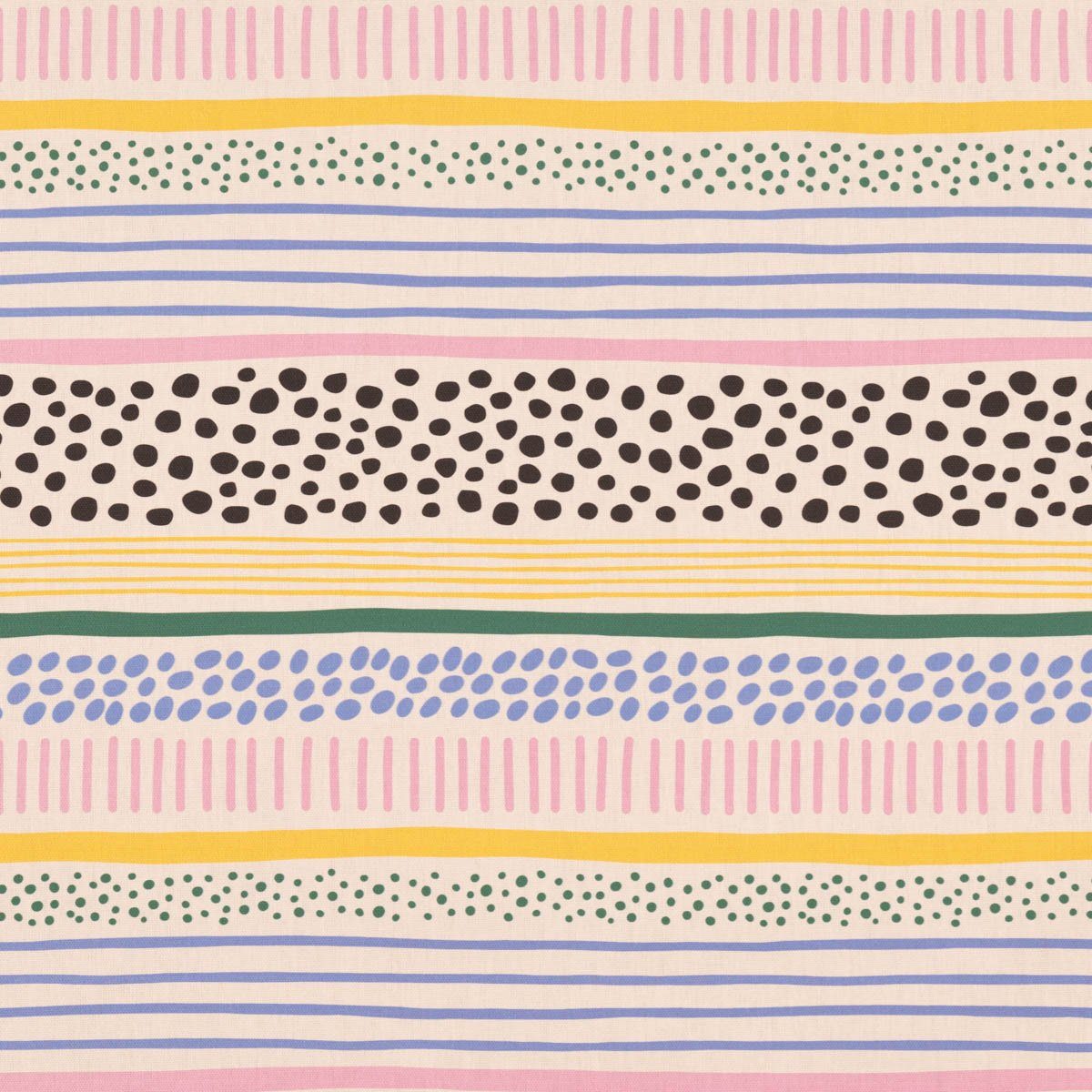SCHÖNER LEBEN. Stoff Dekostoff Baumwolle Mikela5 Querstreifen Punkte Striche beige bunt 1,4, Digitaldruck