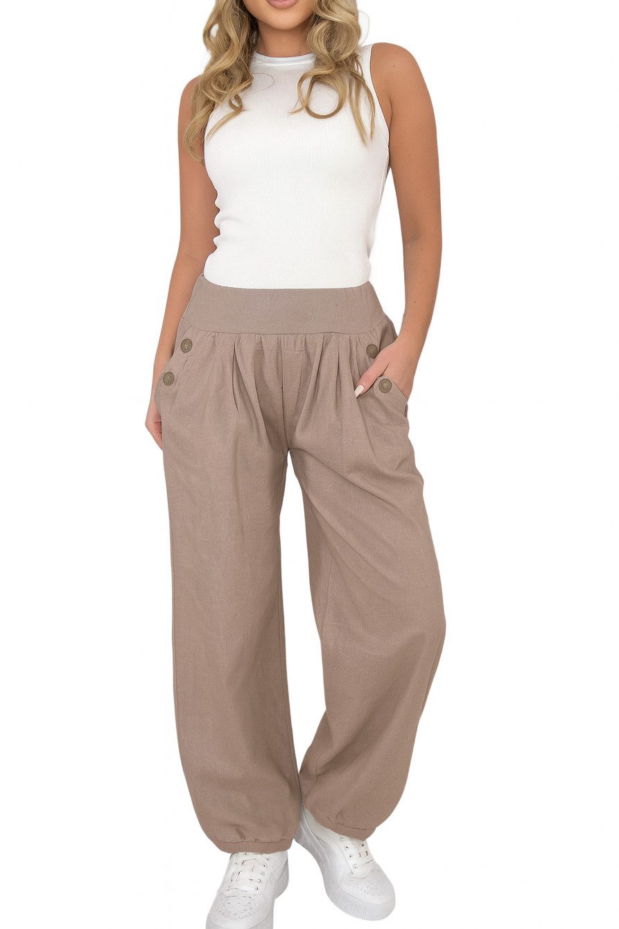 Mississhop Haremshose Damen Baumwolle Aladinhose Unifarbe Hose Sommerhose M.297
