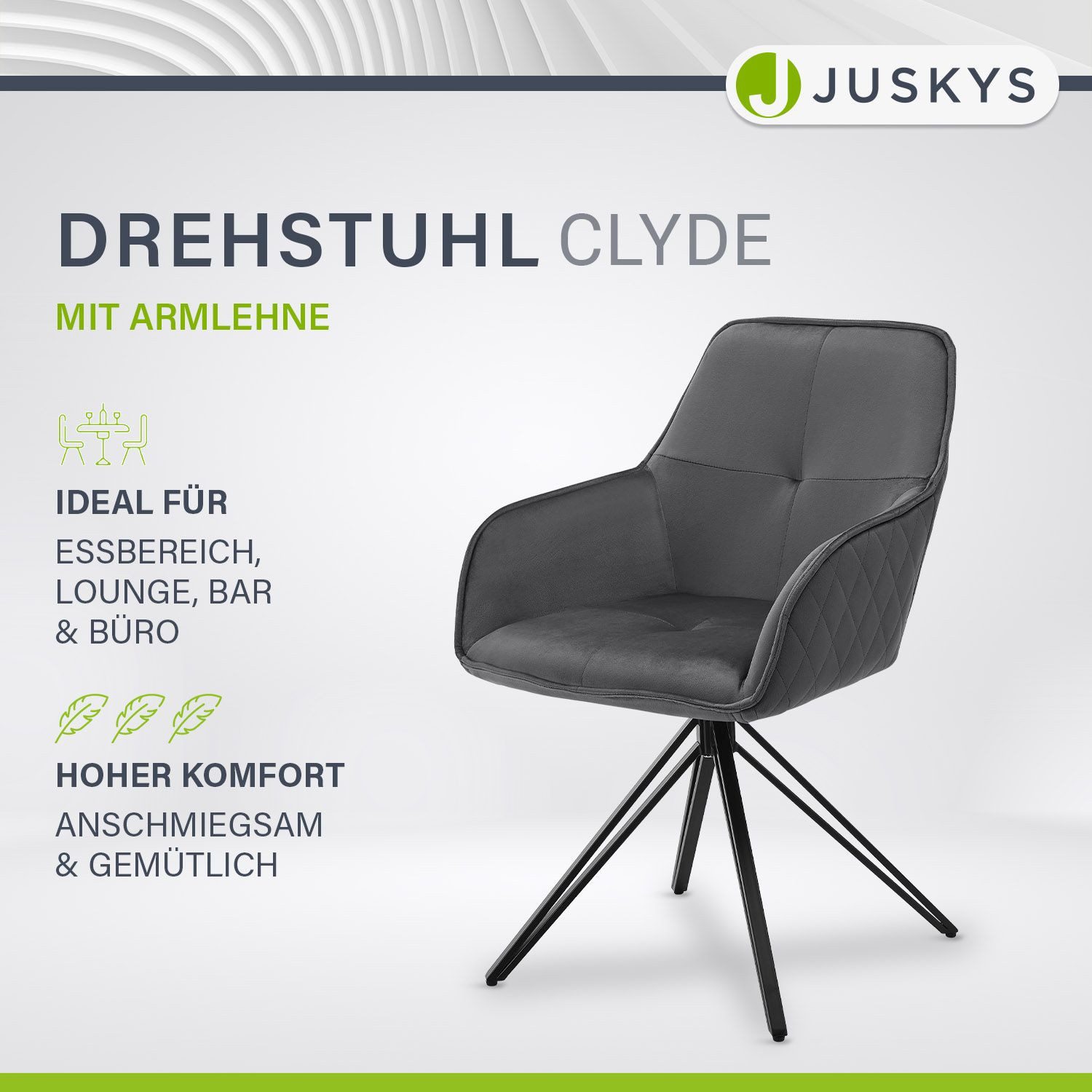 Juskys Esszimmerstuhl Clyde, modern, Stoff Bezug, günstig online kaufen