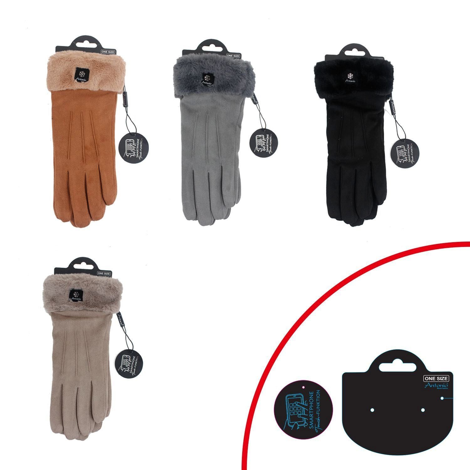 VewoTex Strickhandschuhe Winter Damen Handschuhe » Fingerhandschuhe mit Kunstpelz (1 Paar, 2-St., Einzelne Handschuhe) » Winterhandschuhe mit Smartphone Touch-Funktion