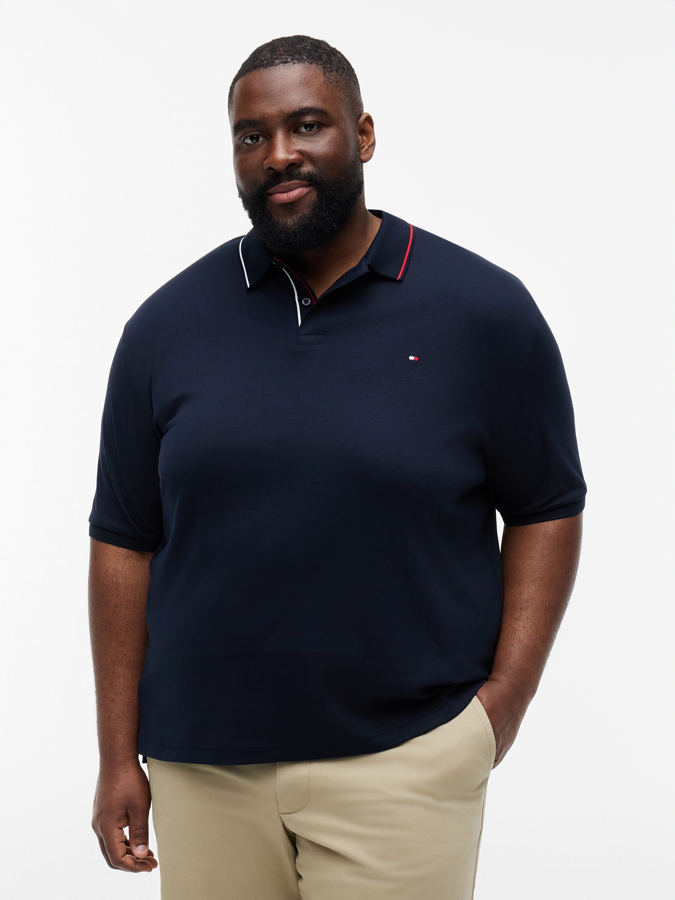 Tommy Hilfiger Big & Tall Poloshirt BT-LIQUID COTTON TIPPED SLIM-B aus Baumwolle