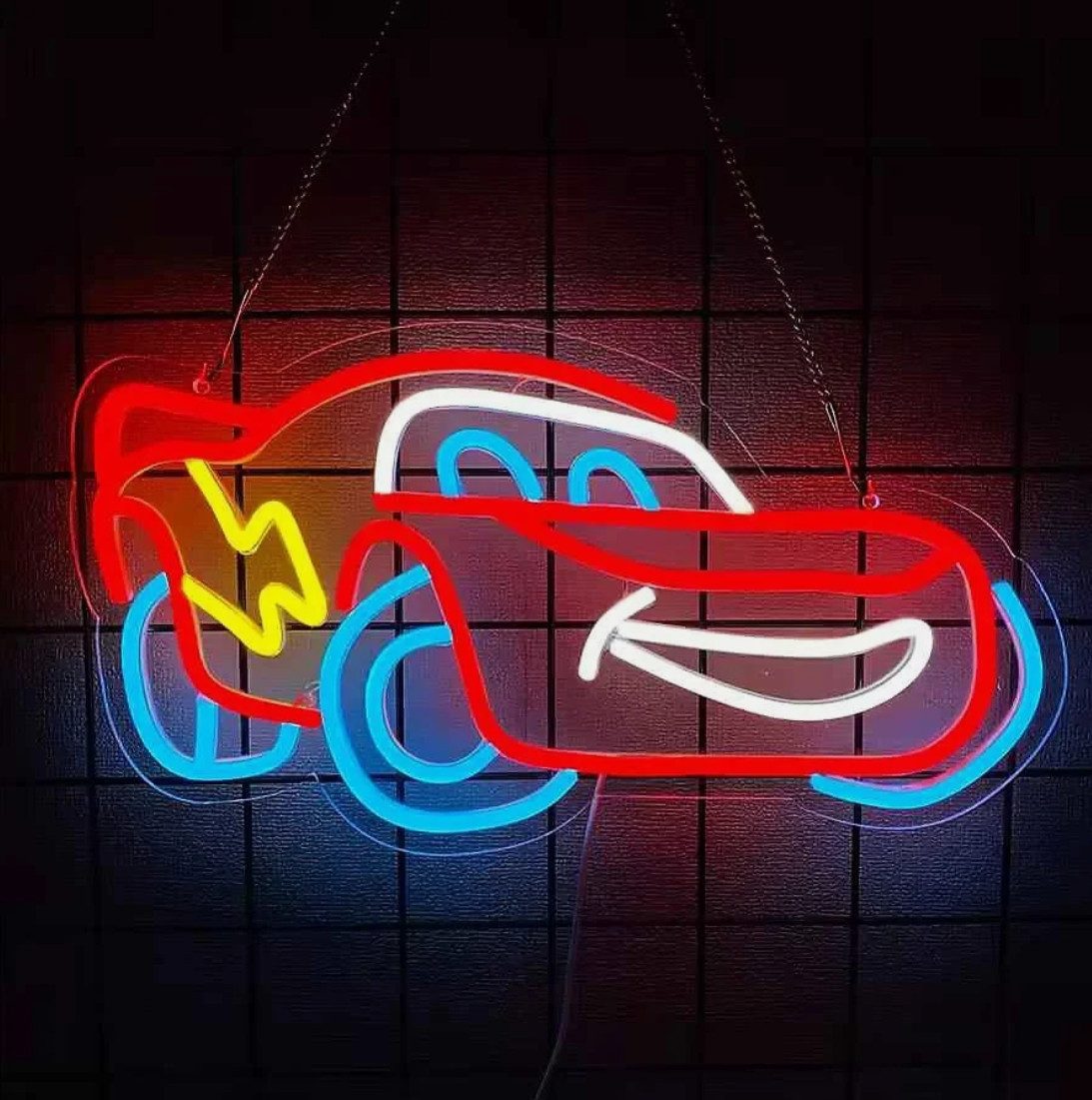 TSE LED Nachtlicht Auto Neon LED Wandlicht Car Neon Schild USB Zimmer Deko