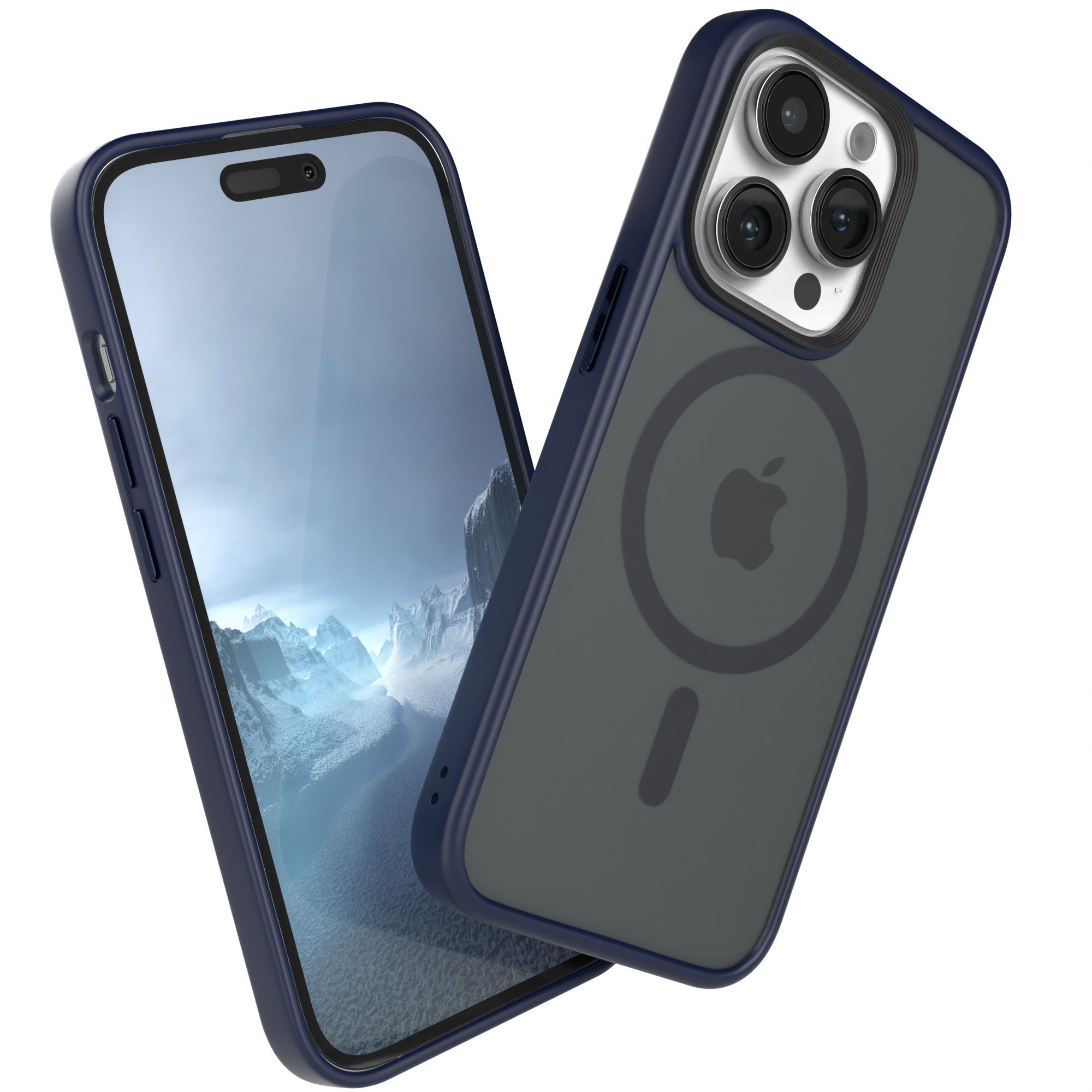 EAZY CASE Handyhülle Outdoor Case MagSafe für Apple iPhone 14 Pro, Handyhülle stoßfest Silikon Case Etui Outdoorcase kratzfest Dunkelblau