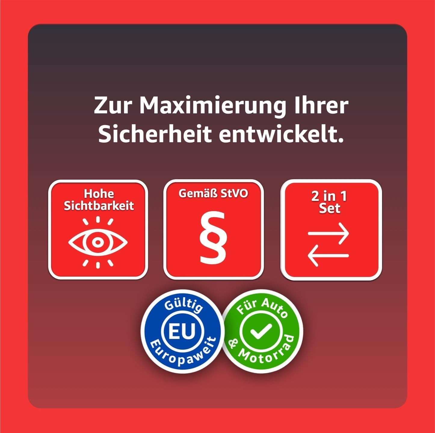 POWR Car Erste-Hilfe-Set 3 in 1 Set Erste Hilfe - KFZ-Verbandskasten, Warnweste, Warndreieck, (Set, 1 St), DIN 13157:2021