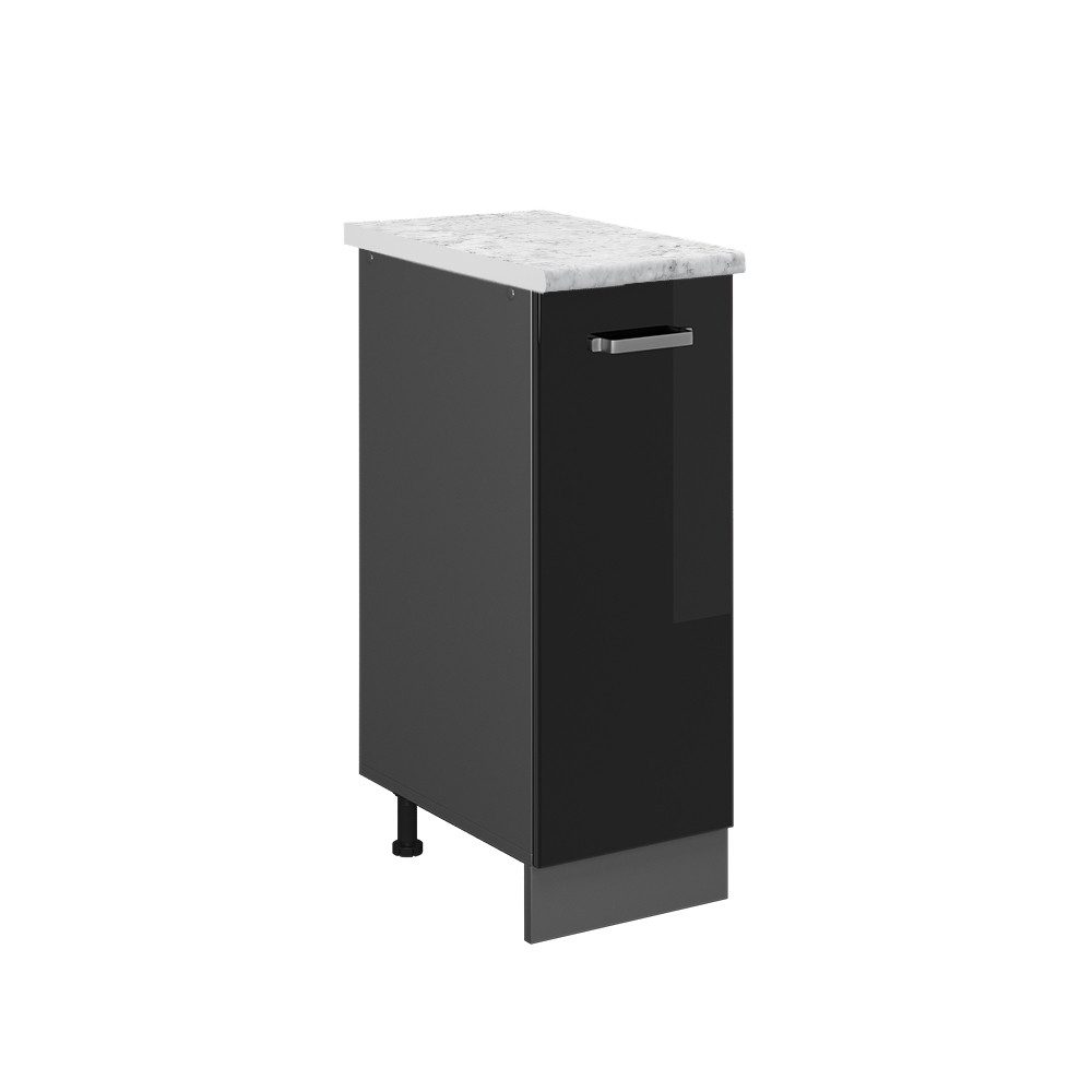 Vicco Apothekerschrank R-Line, Schwarz Hochglanz/Anthrazit, 30 cm AP Marmor (1-St)
