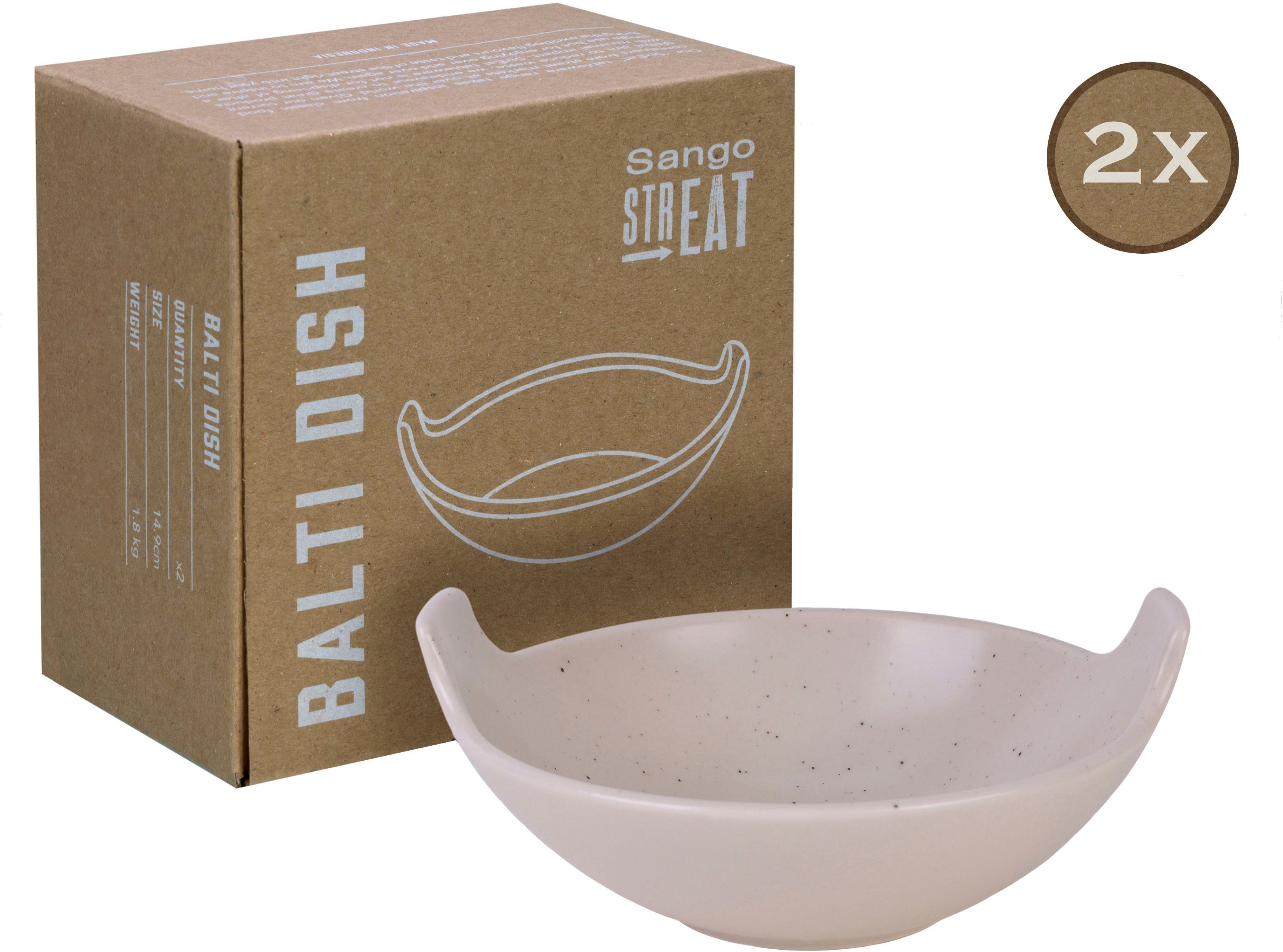 CreaTable Servierschale Balti Dish für indische Curry Gerichte, Steinzeug, (Set, 2-tlg), Dipschale, Müslischale, Snackschale, Topaktueller „Street Food“ Trend