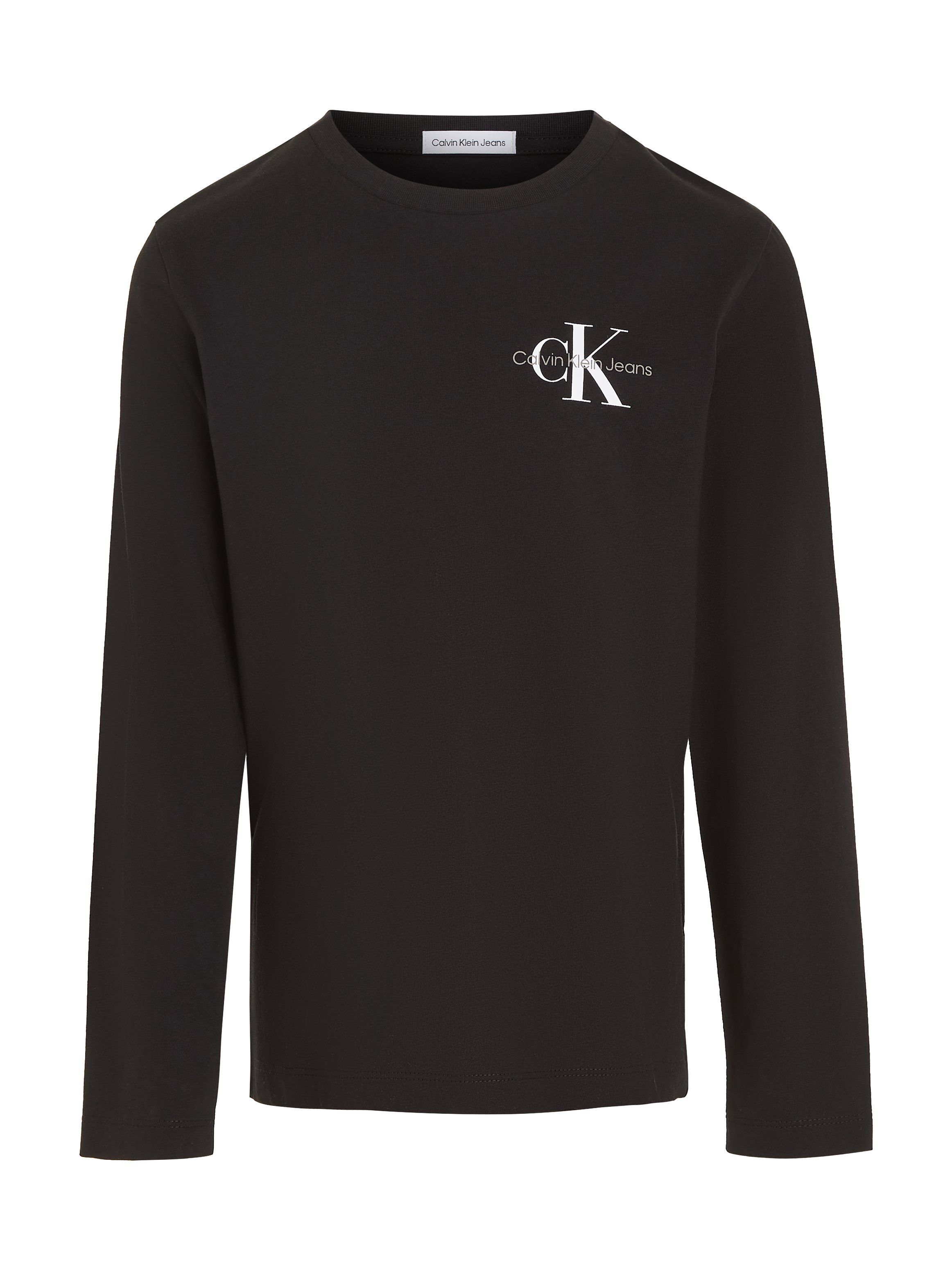 ist zu einem supergünstigen Preis im Angebot Calvin Klein Ck Langarmshirt mit TOP MONOGRAM Black LS Jeans CHEST Logodruck