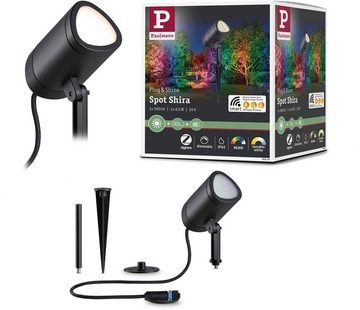 Paulmann LED Gartenstrahler Plug & Shine Spot Shira, LED fest integriert, Tageslichtweiß, RGBW Zigbee 2000-6500K