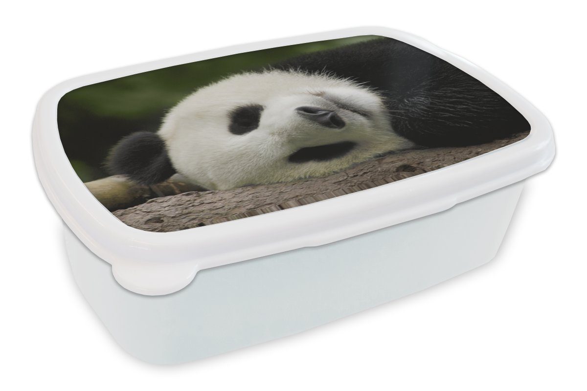 MuchoWow Lunchbox Panda - Bären - China, Kunststoff, (2-tlg), Brotbox für Kinder und Erwachsene, Brotdose, für Jungs und Mädchen weiß