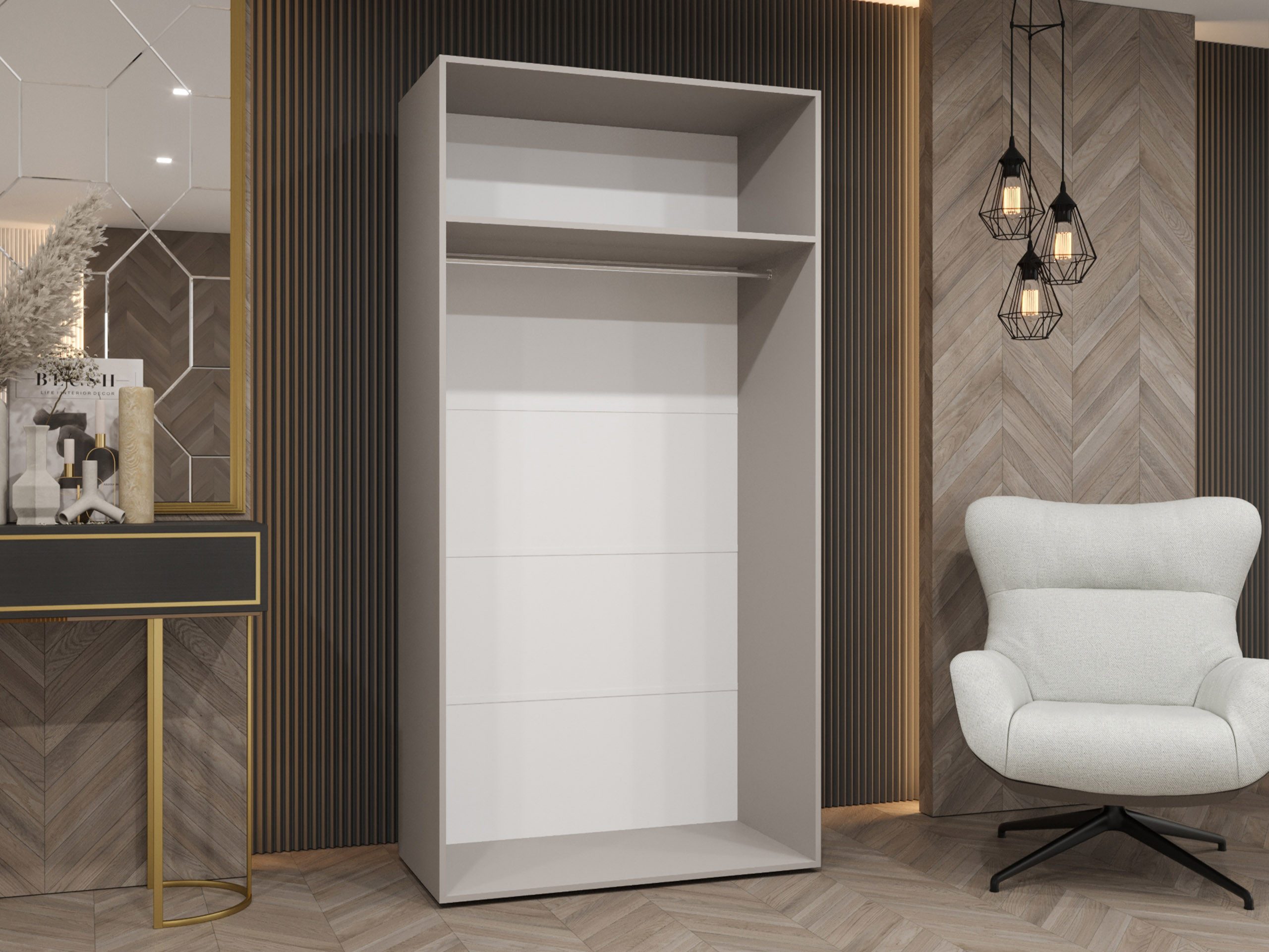 MIRJAN24 Kleiderschrank Mila I 100 (mit zwei Drehtüren) Kleiderstange, 100x52x202 cm