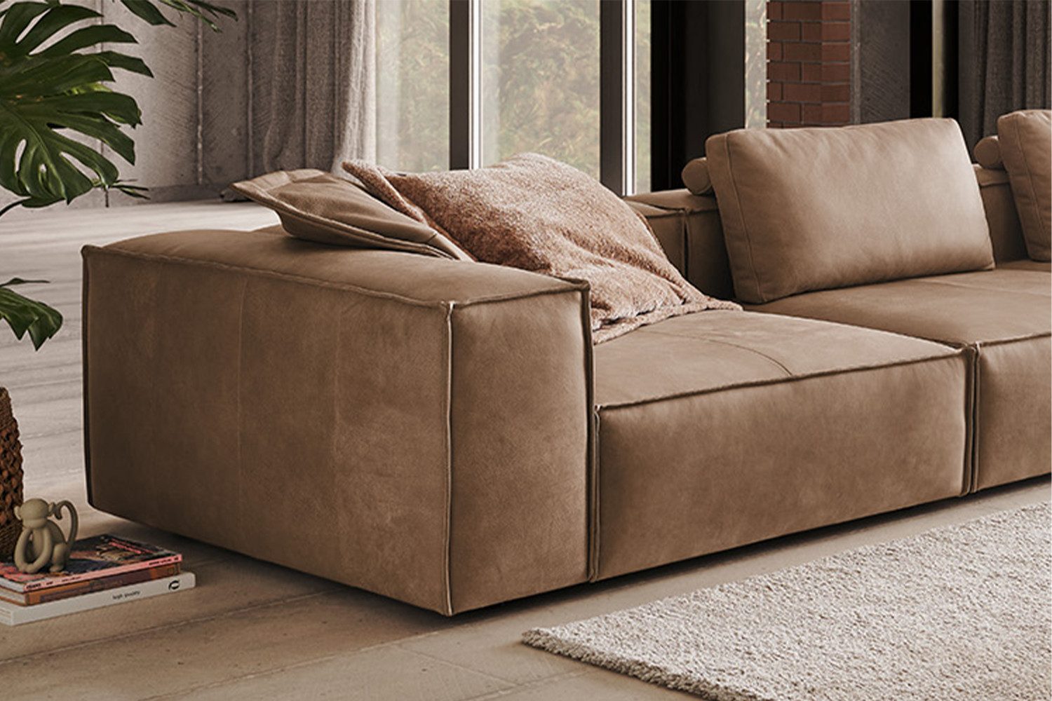 KAWOLA 4-Sitzer CARMO, Sofa Couch Leder verschiedene Farben 366x118 cm