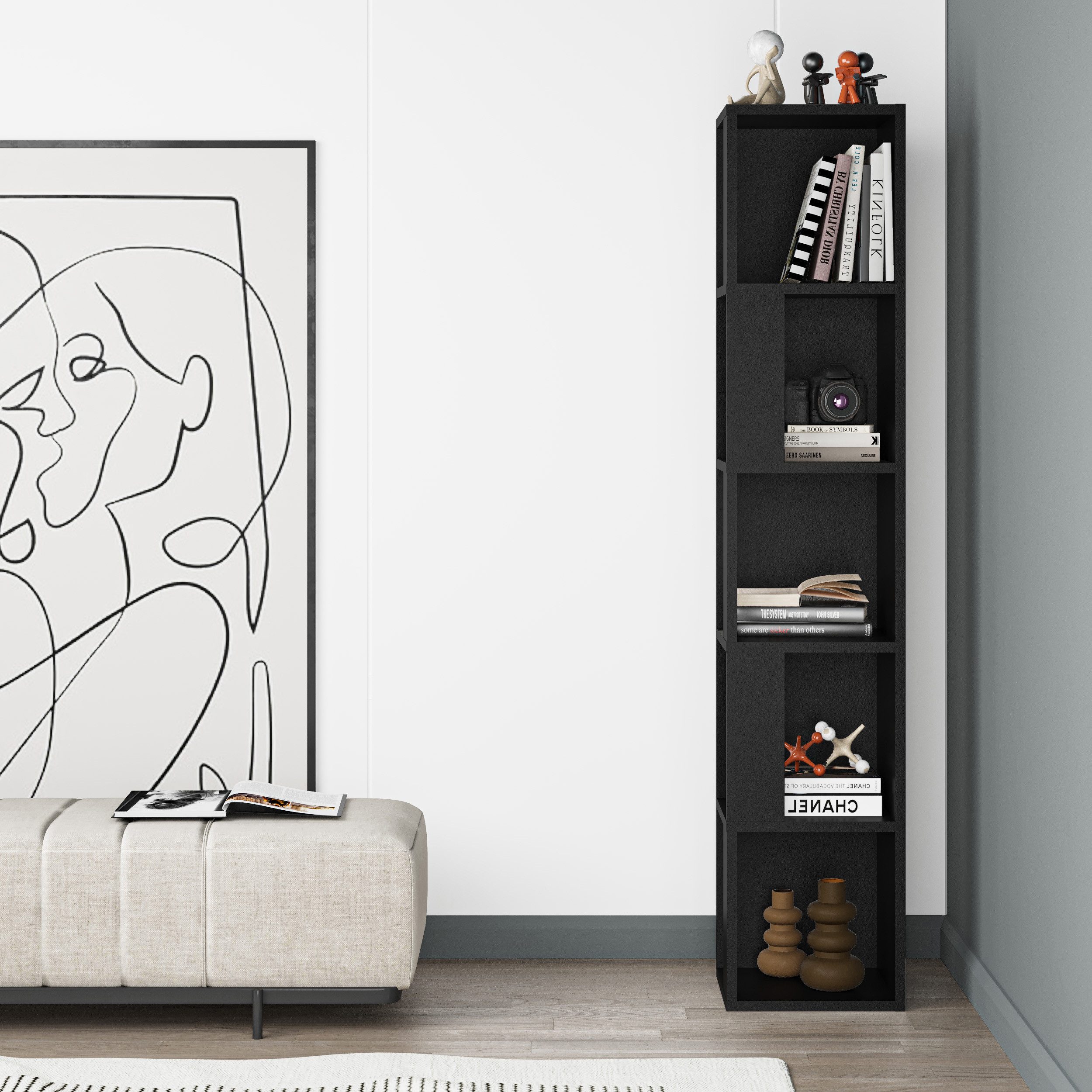 Decortie Bücherregal Piano, Modernes Eck-Bücherregal Vitrine, günstig online kaufen