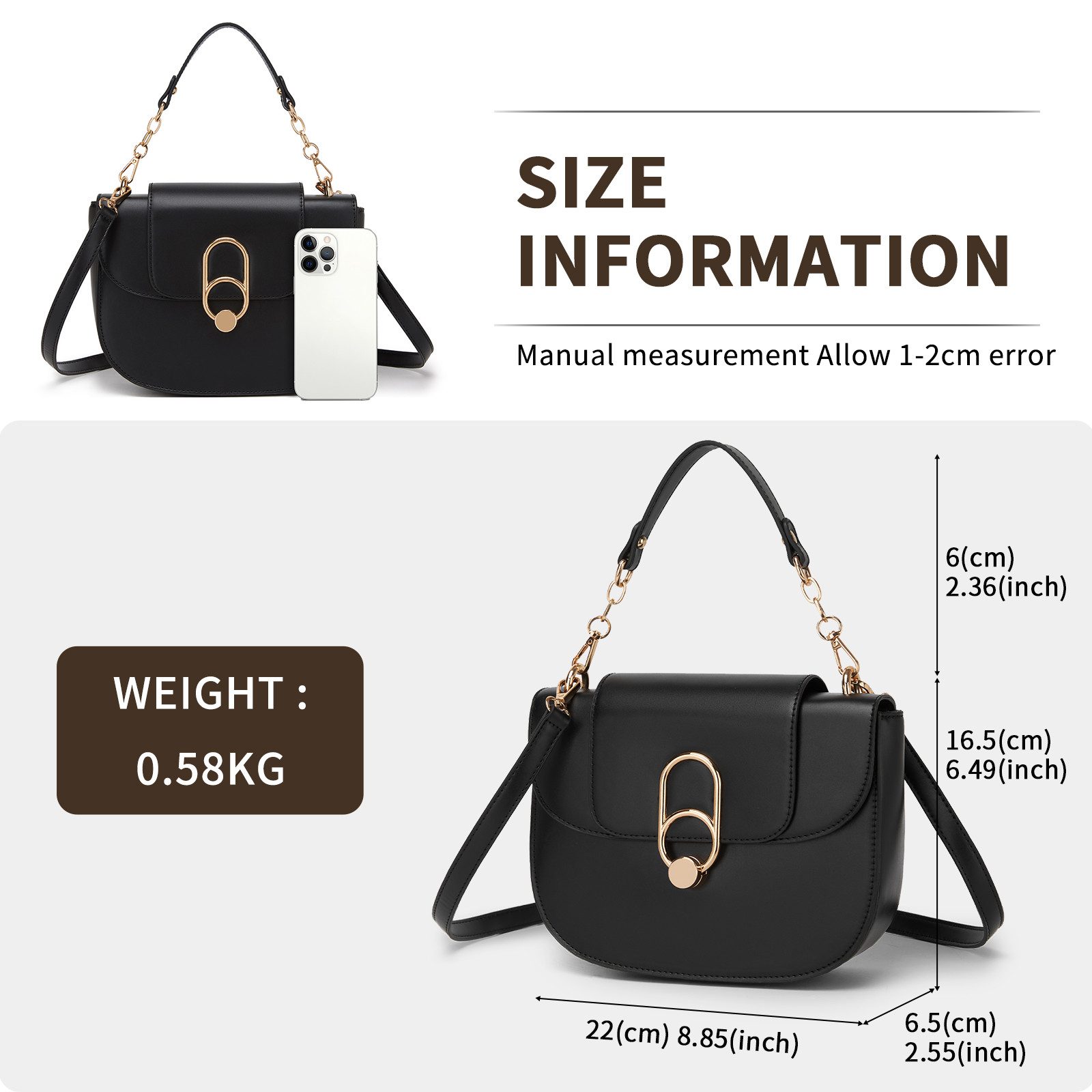 Miss Lulu Handtasche Elegante Damen Handtasche aus Leder mittelgroß