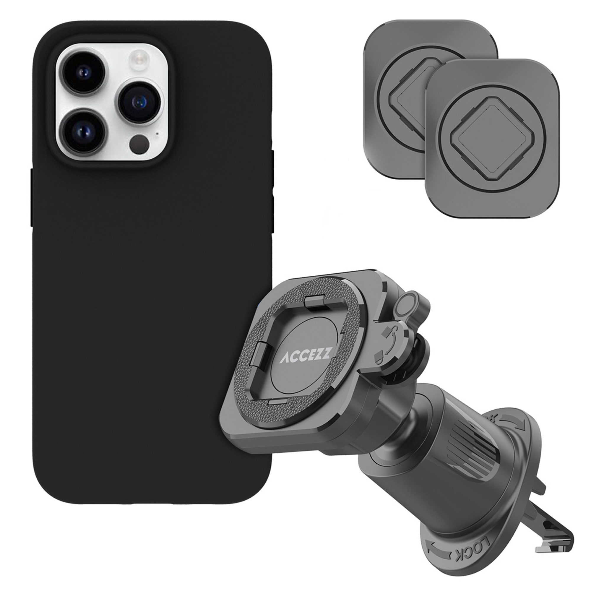 Accezz Handy-Halterung Accezz EasyLock Handyhalterung Auto - Inklusive Hülle für das Apple iP, (1-tlg)
