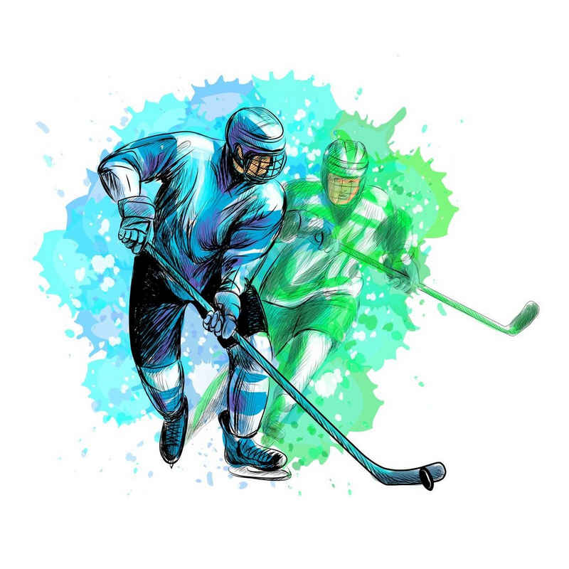 nikima Wandtattoo 191 Eishockey Spieler (PVC-Folie), In 4 vers. Größen