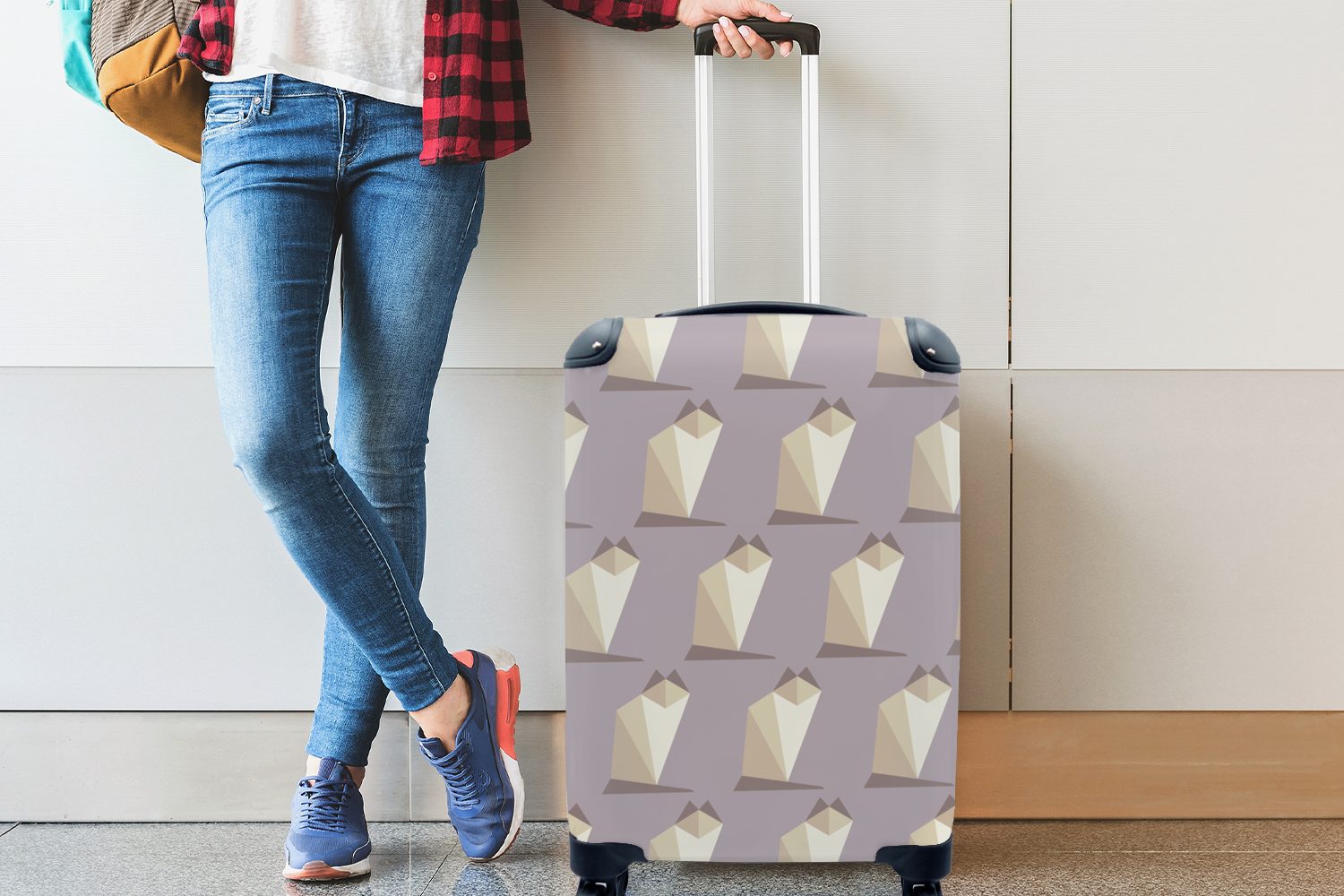 - Handgepäckkoffer für Muster, Handgepäck Ferien, 4 Reisetasche Rollen, mit Origami Reisekoffer Trolley, Katze MuchoWow rollen, -
