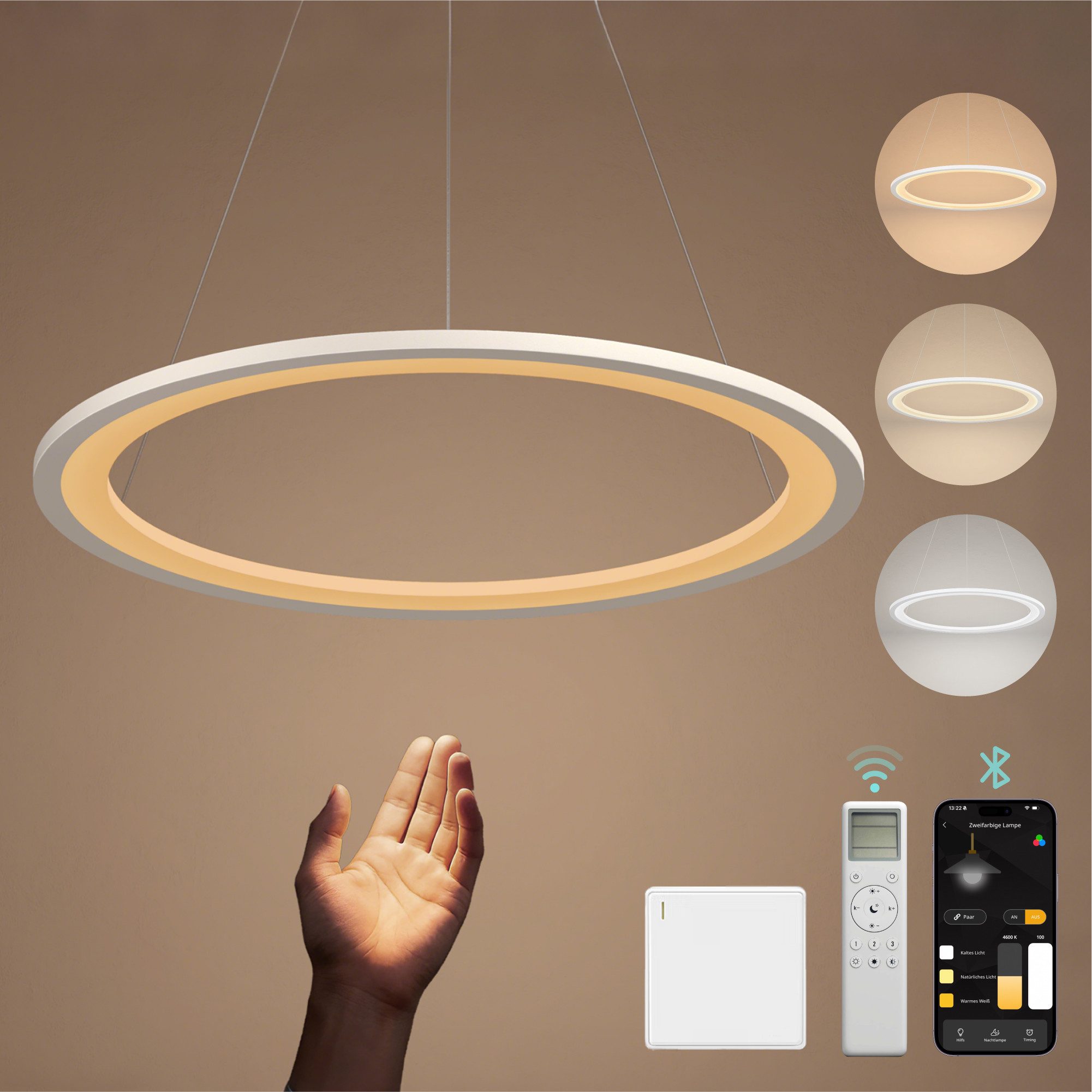 Mai & Mai Pendelleuchte Hängeleuchte pendellampe Farbtemperatur3000–6000K CRI≥95 Luvina01, LED-Pendelleuchte; mit hoher Farbwiedergabe;