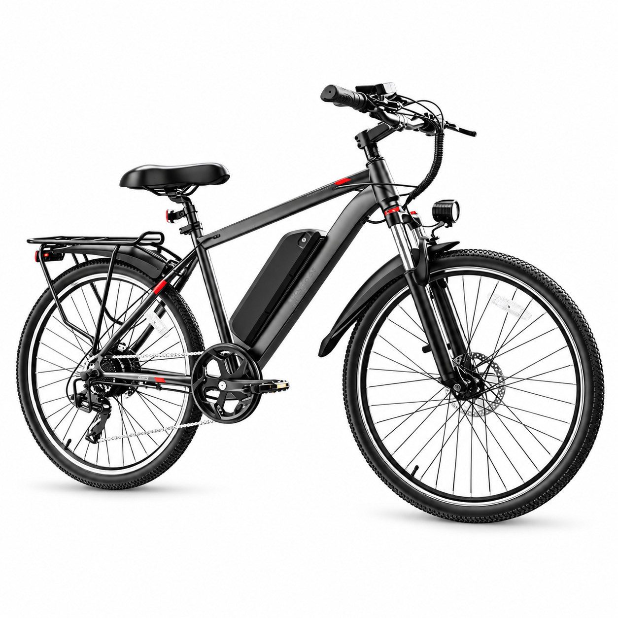 Vankel E-Bike Mountainbike 26 Zoll für Damen und Herren, 720 Wh, bis zu 120 km, App, Kettenschaltung, Heckmotor, 720 Wh, Für Alltag und Touren mit Federgabel, Display und Scheibenbremsen