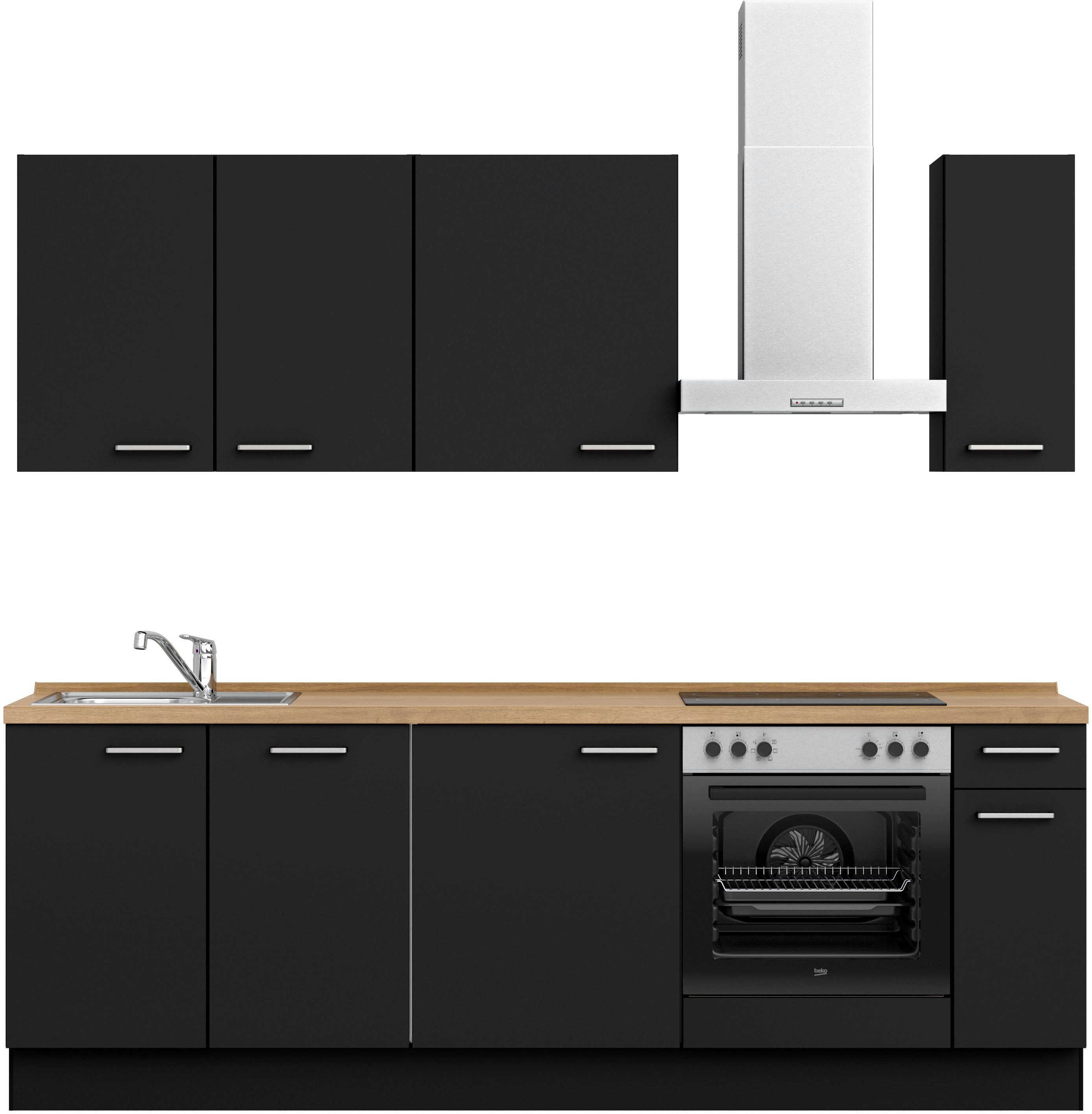 nobilia® Küchenzeile "Touch basic", vormontiert, Ausrichtung wählbar, Breite 240 cm, mit E-Geräten
