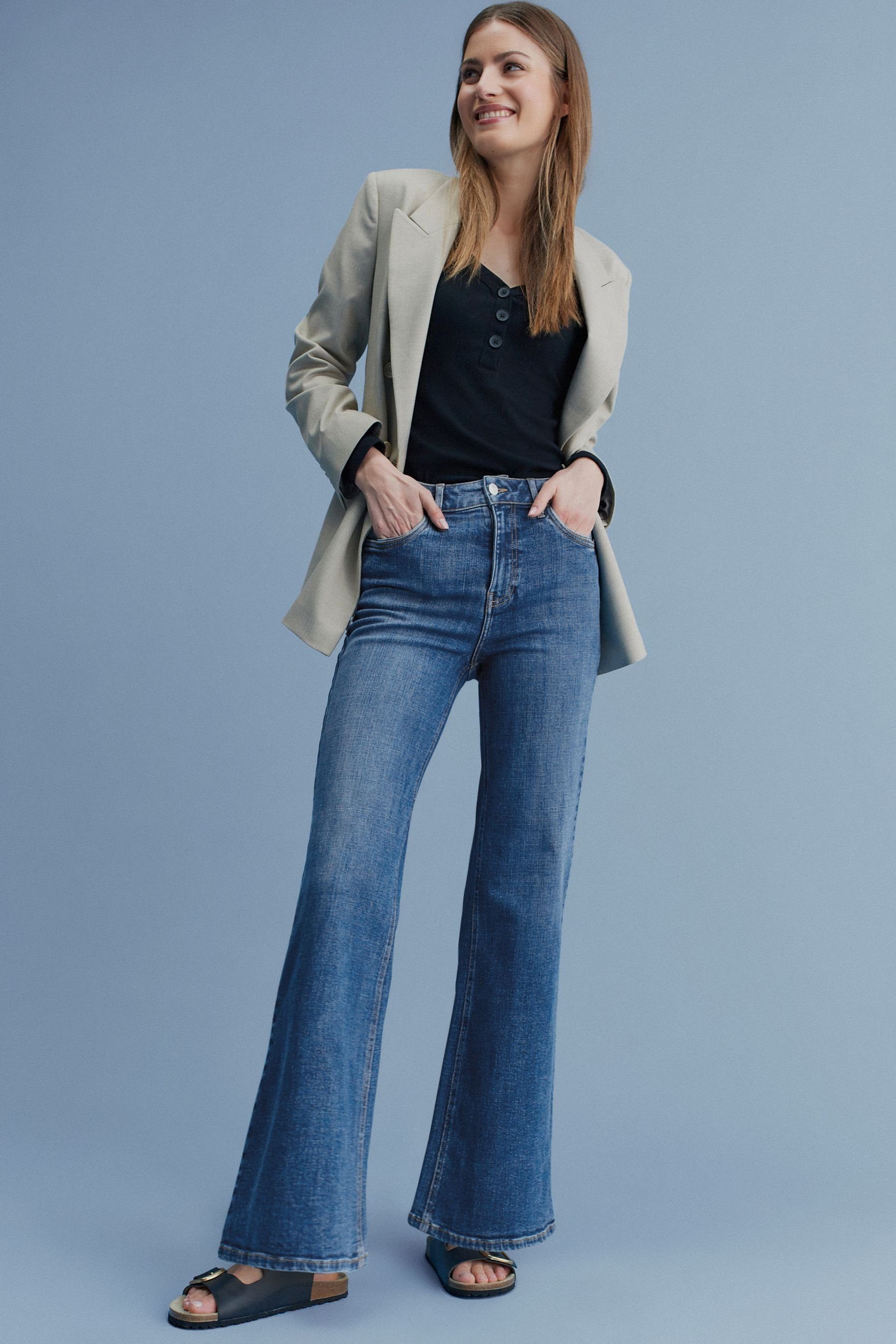 Next Weit Weite geschnittene Blue Jeans (1-tlg) Jeans Mid