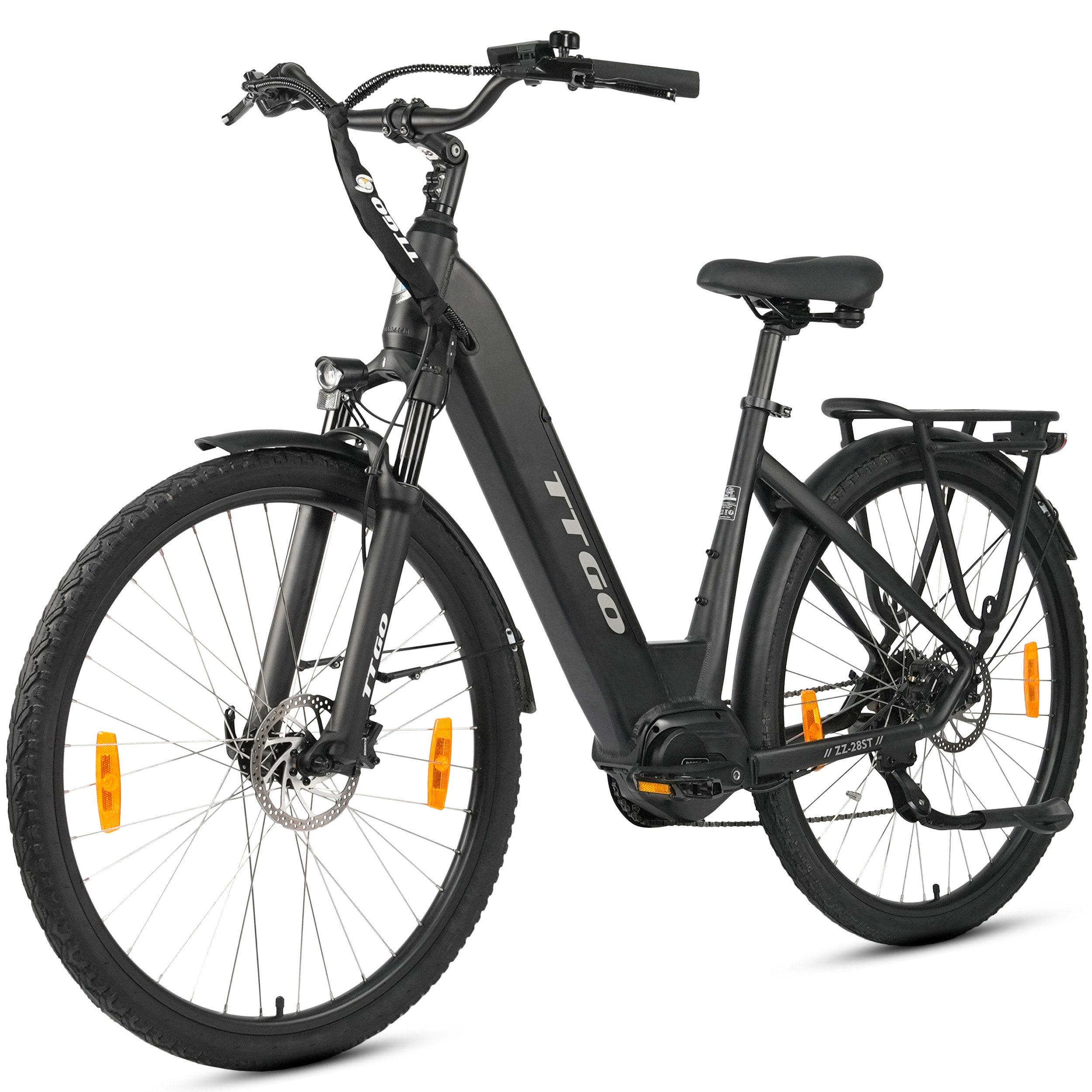 Vankel E-Bike Cityrad ZZ-28ST 28’’ E-Cityrad Alu-Tiefrahmen mit Mittelmotor und Gepäckträger, 9 Gang SHIMANO ALTUS, Kettenschaltung, Mittelmotor, 720 Wh, 36V 20AH Rahmen trägt 125 kg Abenteuer, Reichweite bis 130 km,Pedelec