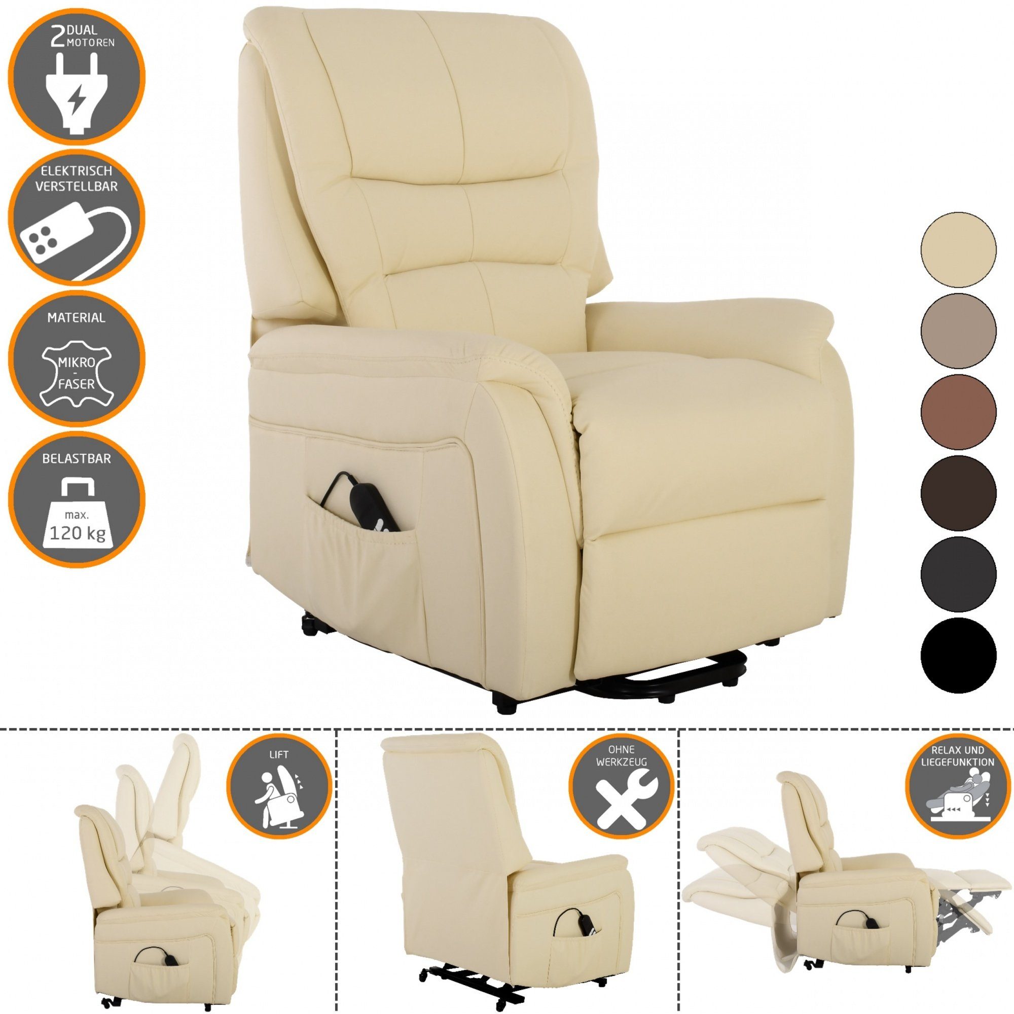 Raburg TV Sessel »Fernsehsessel JAN in VANILLE CREME mit elektrischer Aufstehhilfe Schlafsessel XXL, Taschenfederkern, Liege & Relaxfunktion aus Raburg TV Sessel »Fernsehsessel JAN in VANILLE CREME mit elektrischer Aufstehhilfe Schlafsessel XXL, Taschenfederkern, Liege & Relaxfunktion aus