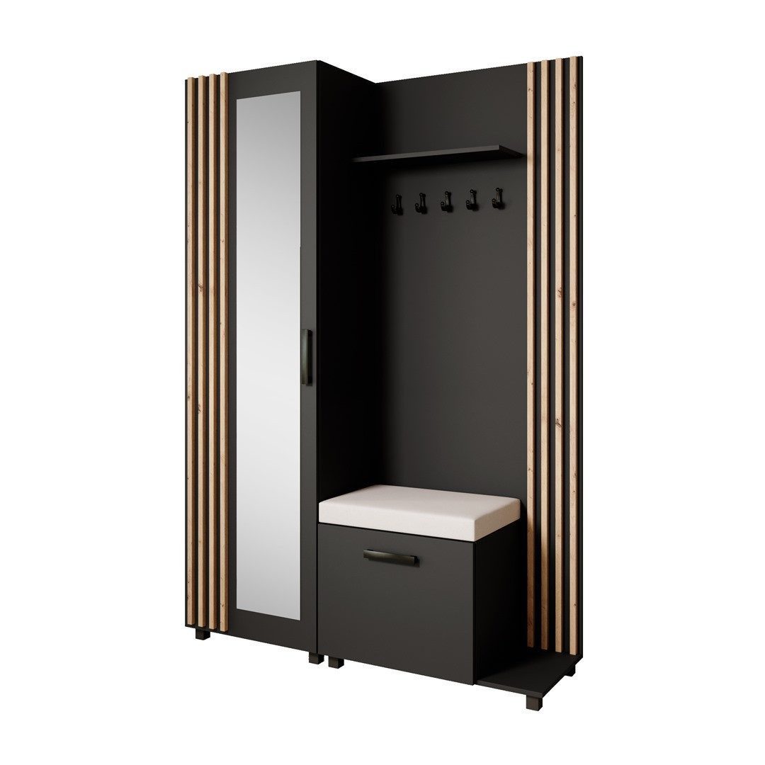 Beautysofa Garderoben-Set Livia – Design, Funktion und Ordnung in Perfektion, (Geräumiger Schuhschrank, mit praktischer Kleiderstange)