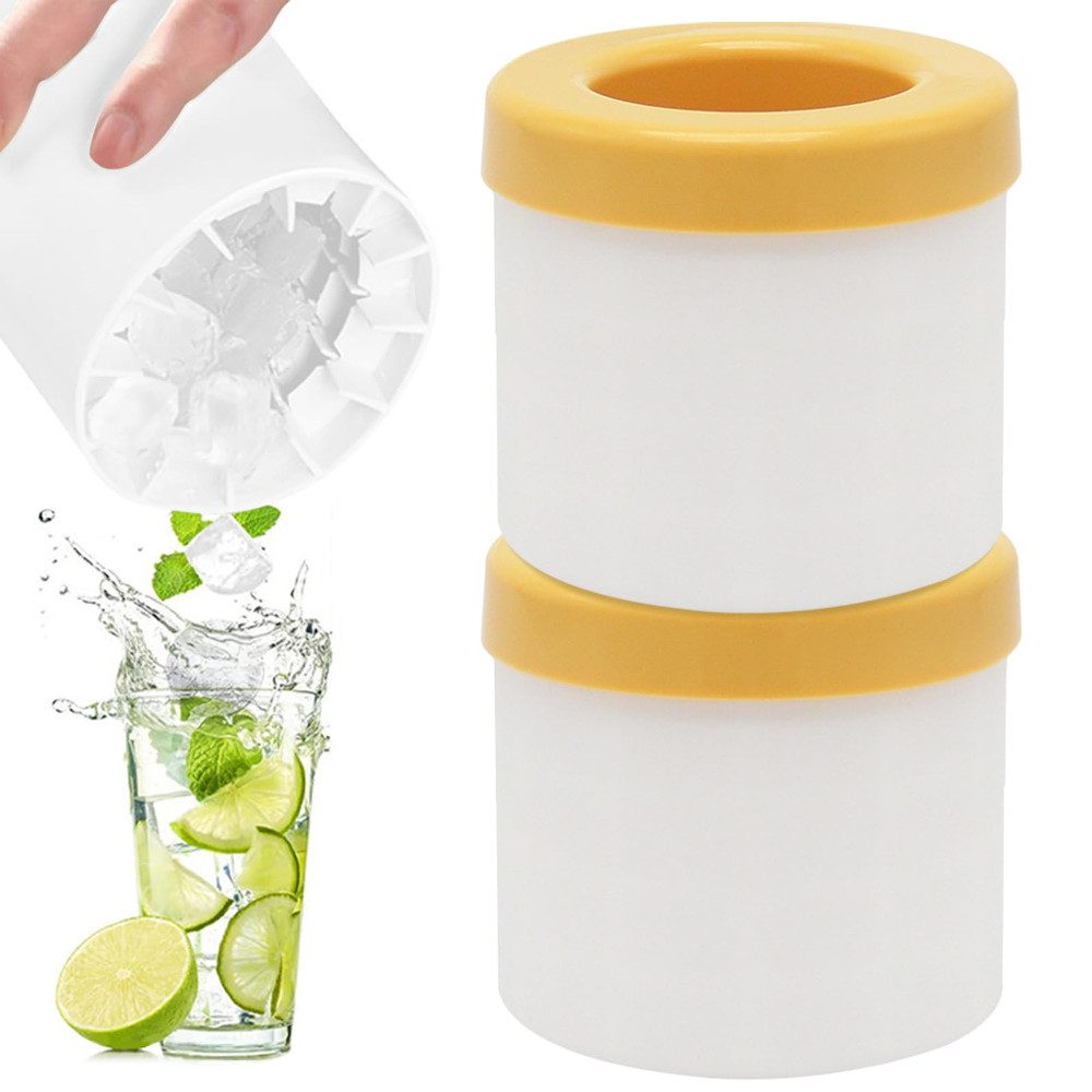 Blusmart Eiswürfelform Silikon Eiswürfelbehälter Silikon mit Deckel, (Eiskübel, runde Eiswürfelschale 2-tlg), Für Cocktailgetränke, Saft, Whisky usw