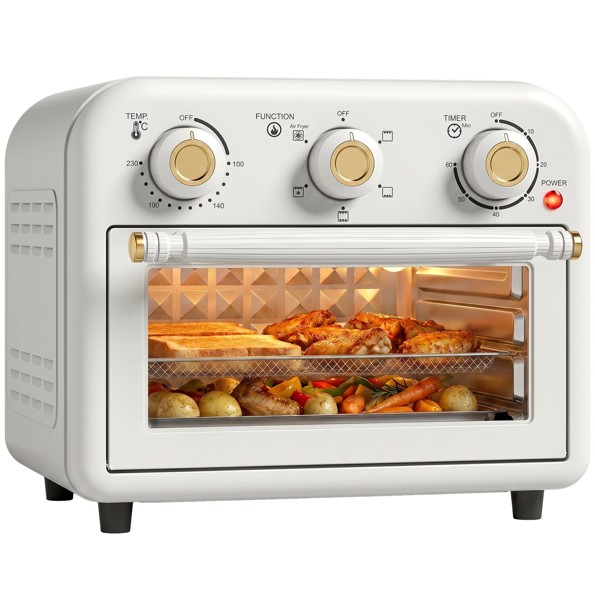 HOMCOM Minibackofen Heißluftfritteuse mit Backblech und Frittierkorb, 2-in-1 Airfryer-Backofen, 12 l, 1200 W