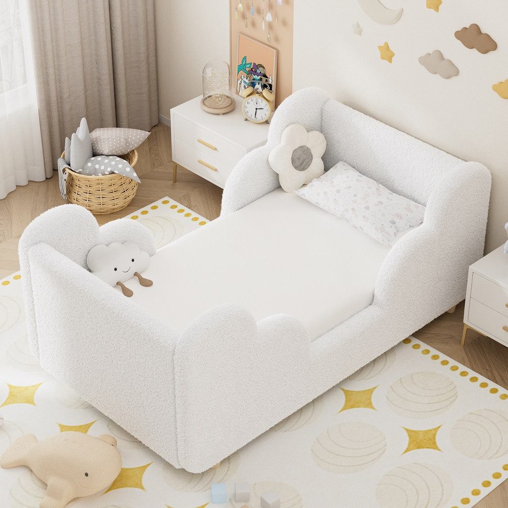 Meulbaty Kinderbett mit weichem Bodenbettgestell, extra breites Sicherheitsbett (1-tlg), für Mädchen und Jungen, ohne Matratze, 140 x 70 cm