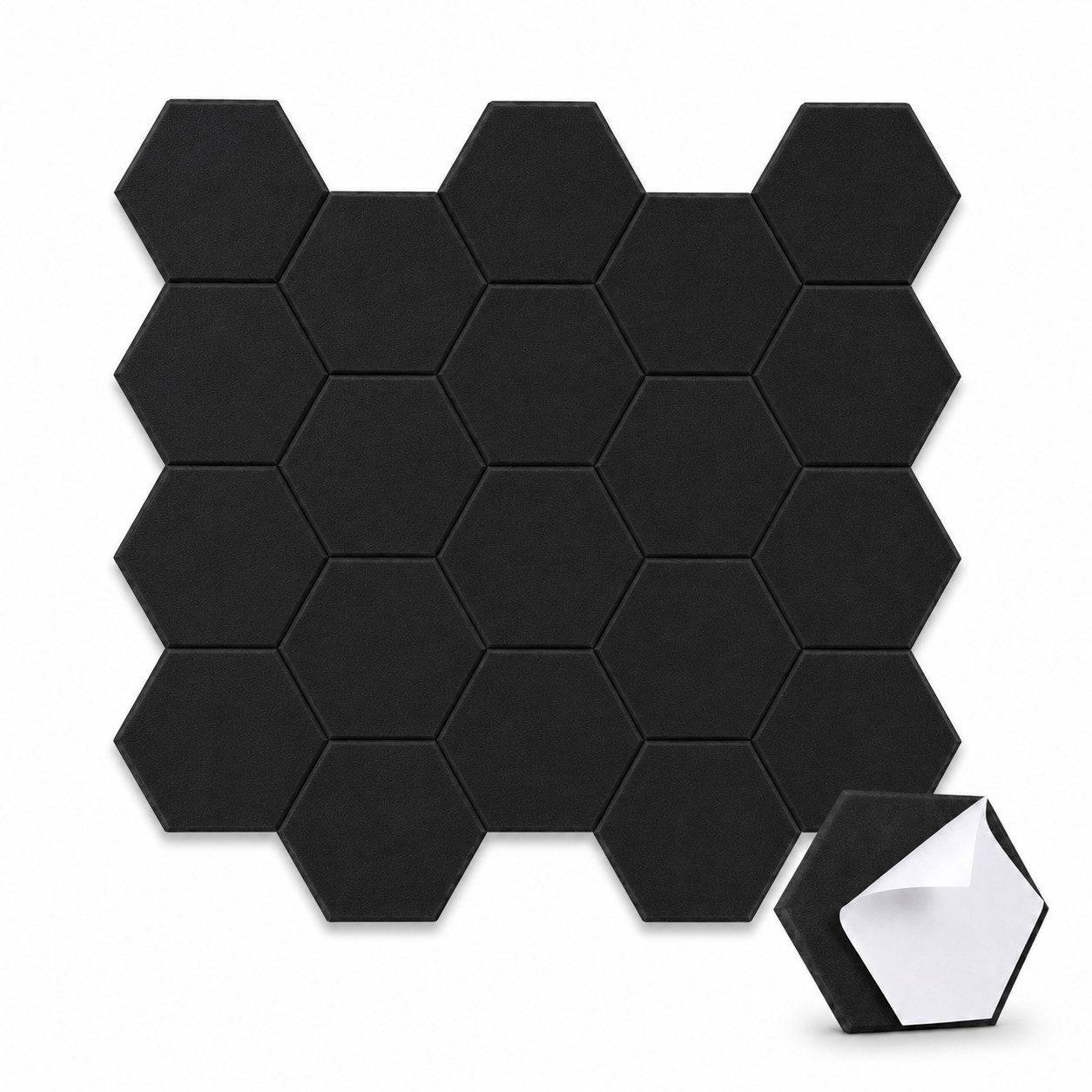 BlingBin Schallschutzpaneel sechseckige Schallschutz Wandpaneele, Akustikpaneele selbstklebend, BxL: 26x30 cm, 0,07 qm, (24er Set, 24-tlg., 300 x 260 mm) 3D Hexagon, Wandpaneele für Studio, Büro und Heimkino
