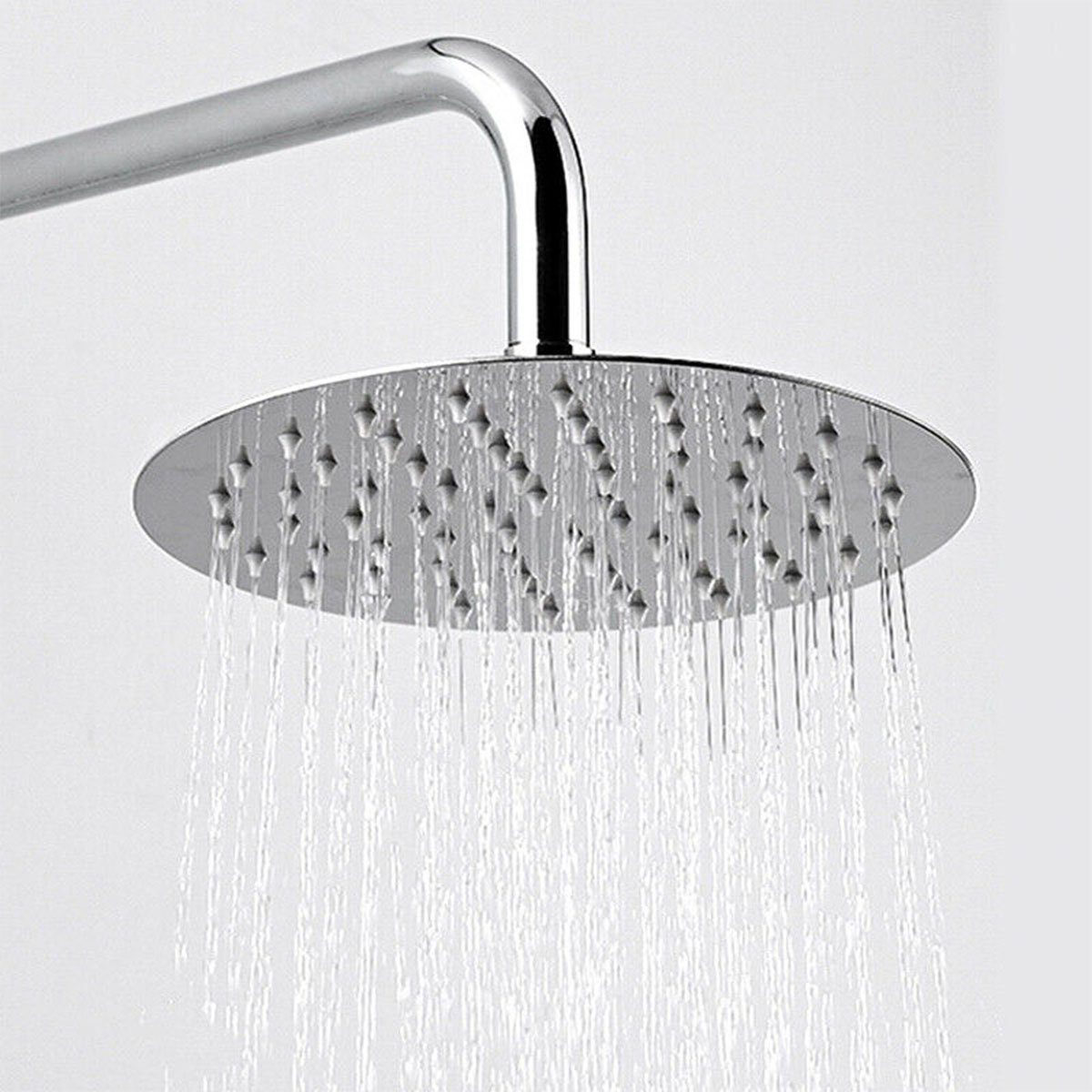 LETGOSPT Regenduschkopf Kopfbrause Rainshower Luxus Edelstahl Regendusche Brausekopf Duschkopf, Ultradünnes Design 25cm, Druckverstärkung Regenduschkopf rund