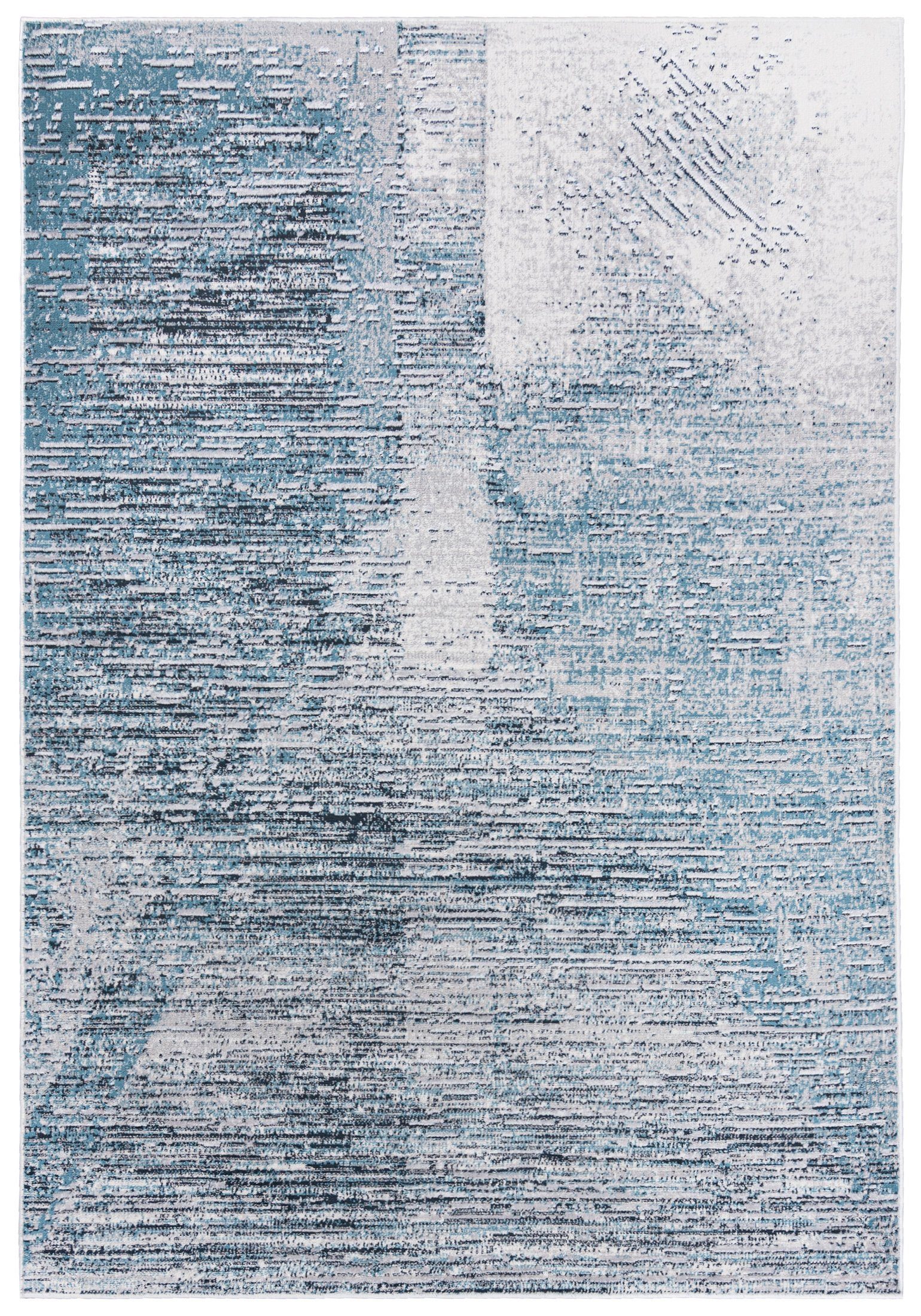 Mazovia Designteppich Modern Vintage Teppich - Abstrakt Muster Blau Creme - kurzflor, 60 x 100 cm, Wohnzimmer, Geeignet für Fußbodenheizung, Höhe 9 mm, Kurzflor