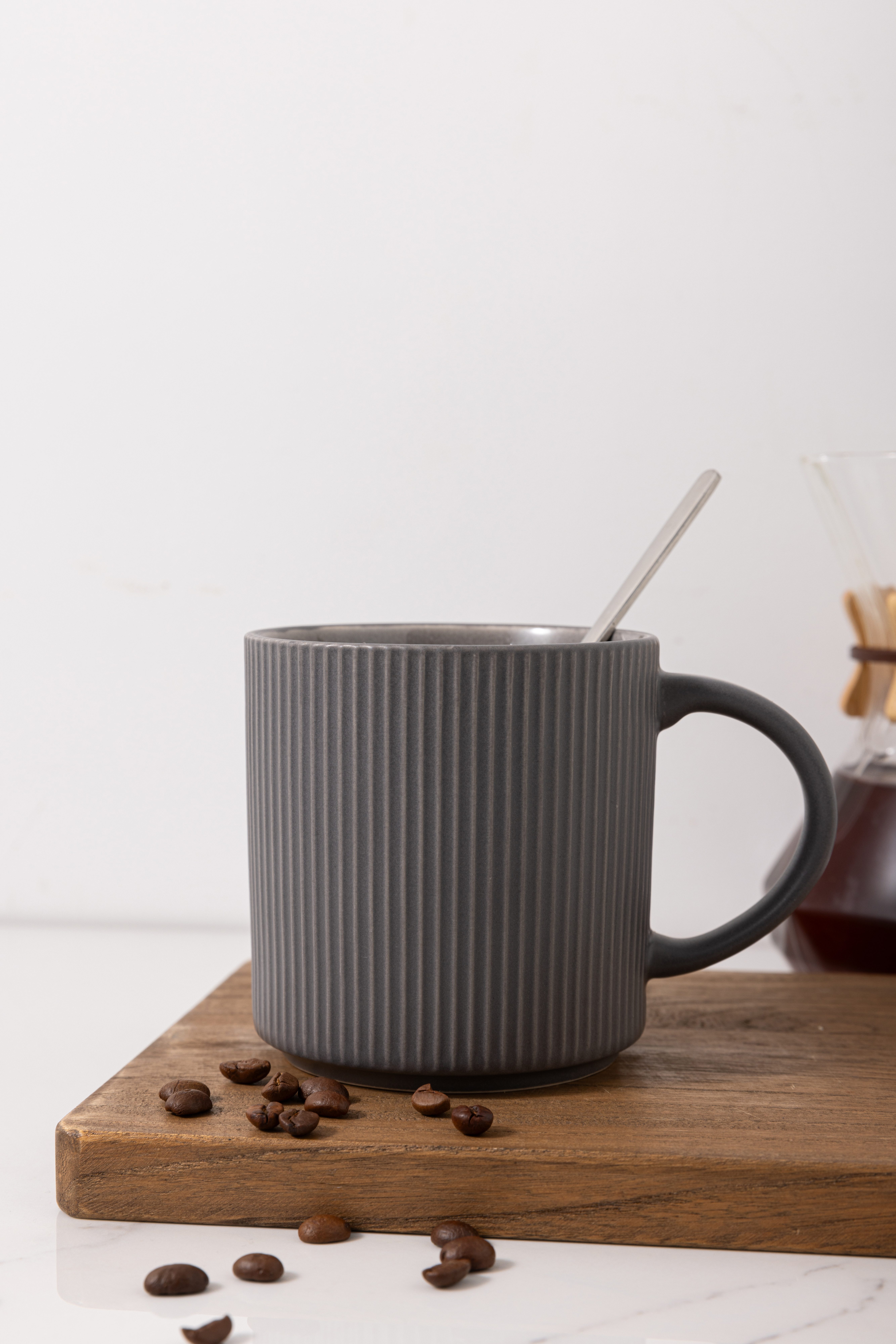 OTTO home Becher Kaffeebecher Ylvii, 6er Set, 6-tlg., Steinzeug, Riffeloptik, spülmaschinenfest und mikrowellengeeignet, 460 ml