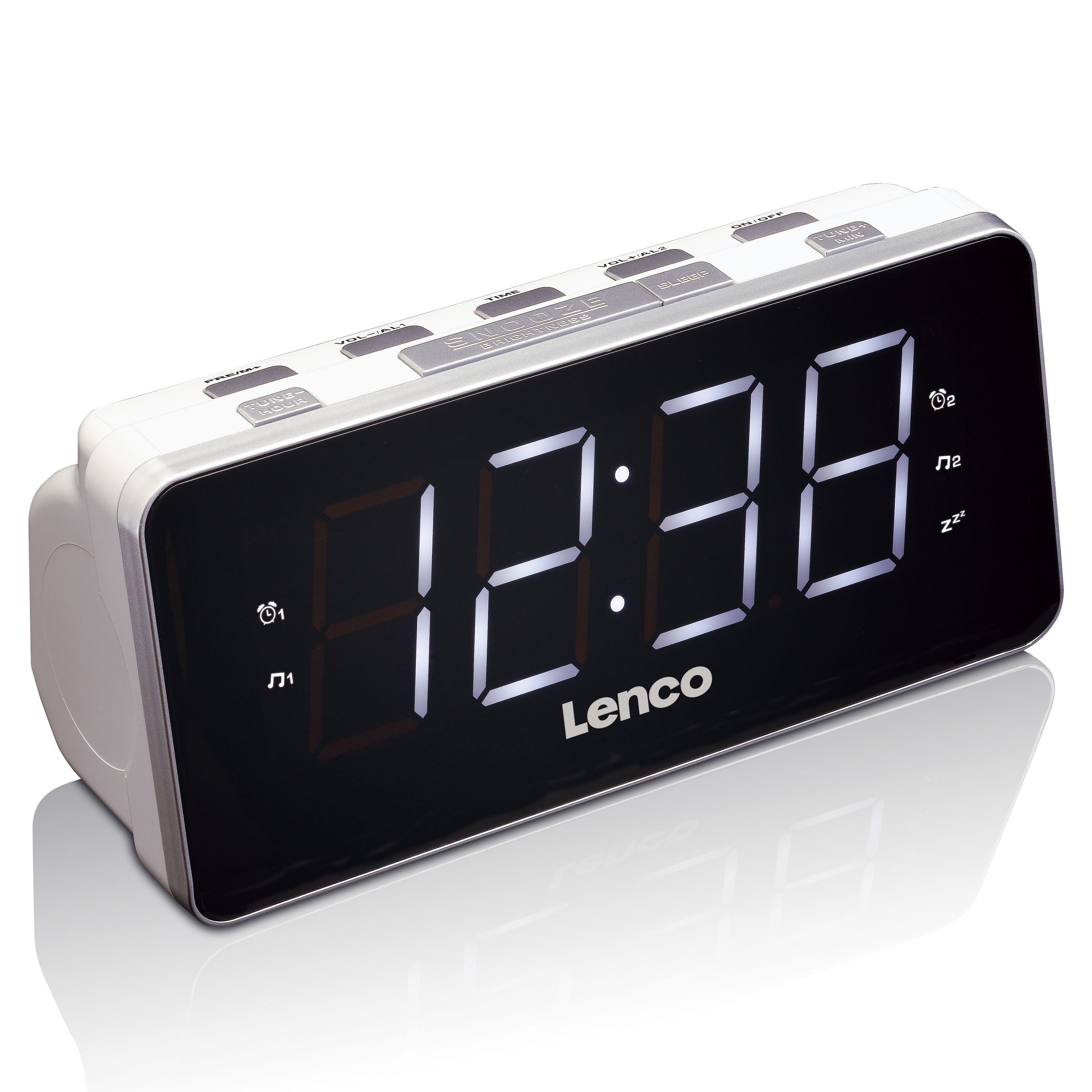 Lenco Radiowecker CR-18 White Radiowecker mit 1,8 Zoll LED-Bildschirm & Batterie-Backup